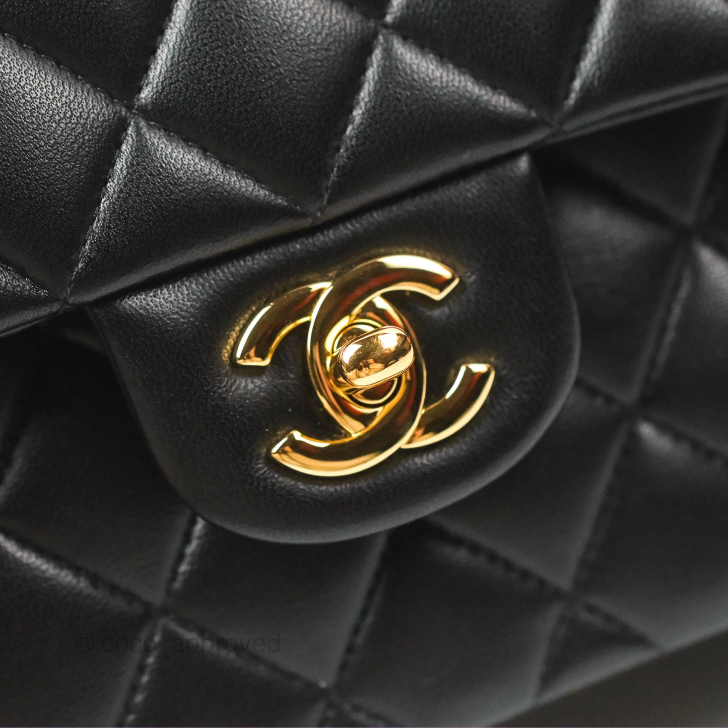 Chanel Small Classic Quilted Flap Black Lambskin Gold Hardware