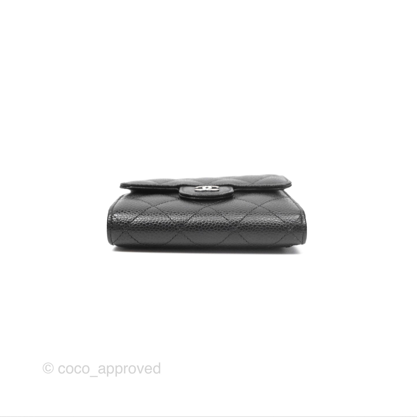 Chanel Classic Short Flap Wallet Black Caviar Silver Hardware