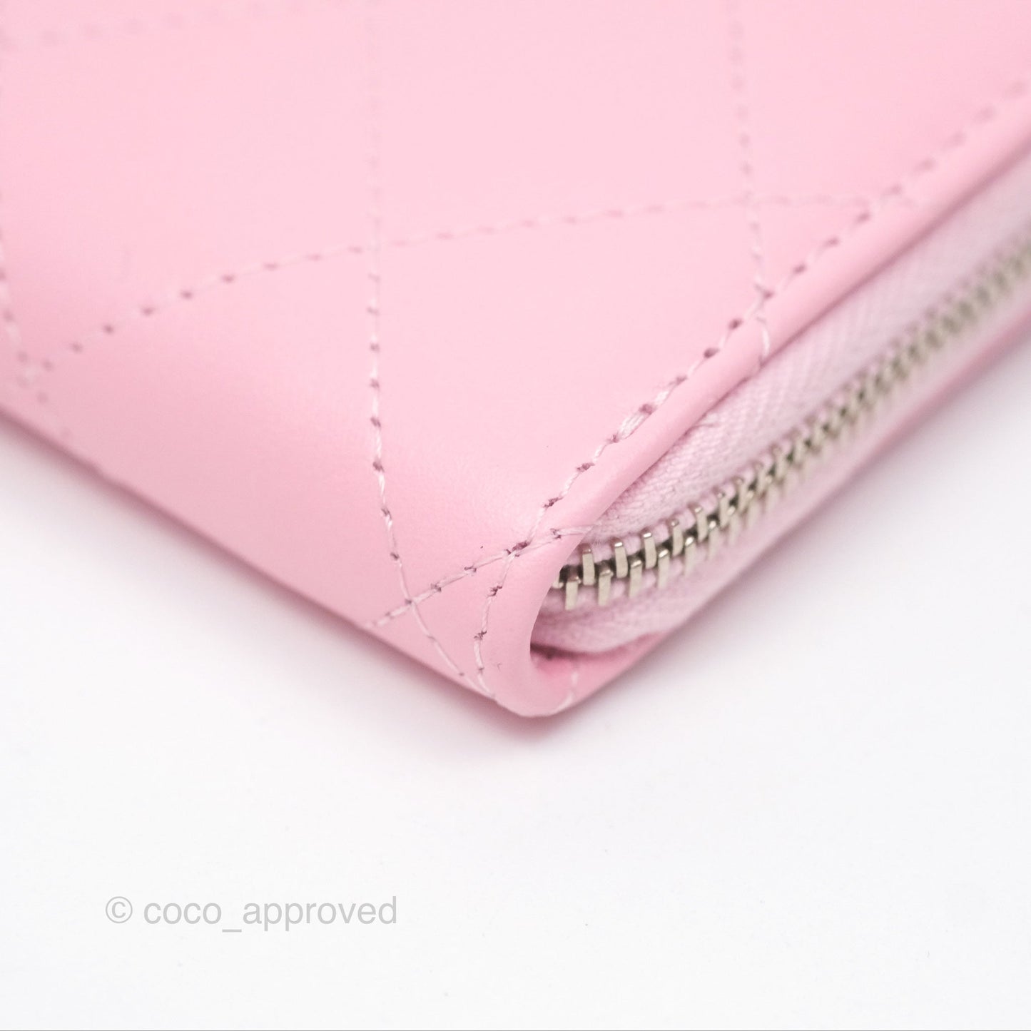 Chanel Classic Zipped Coin Purse Pink CC Silver Hardware
