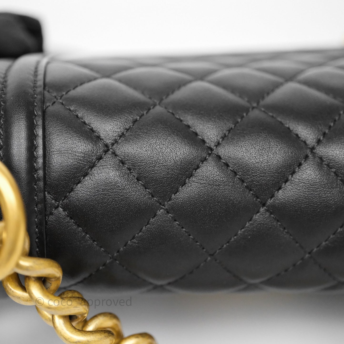 Chanel Small Boy Quilted Black Calfskin Aged Gold Hardware