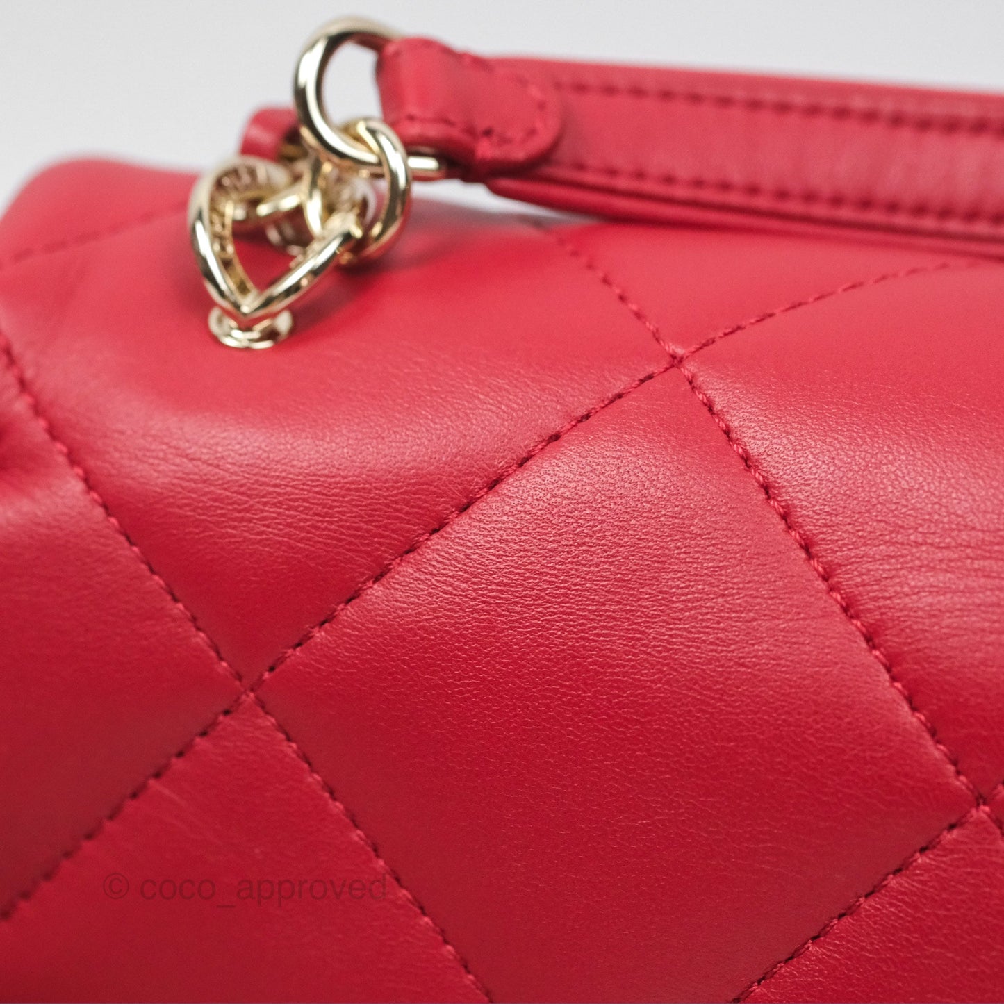 Chanel Easy Carry Flap Bag With Handle Red Lambskin Gold Hardware