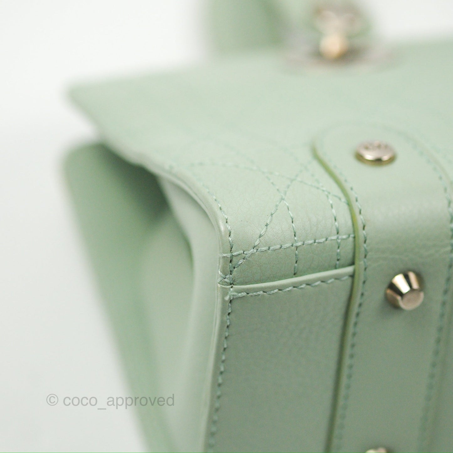 Dior East West Lady Dior Mint Green Calfskin Silver Hardware
