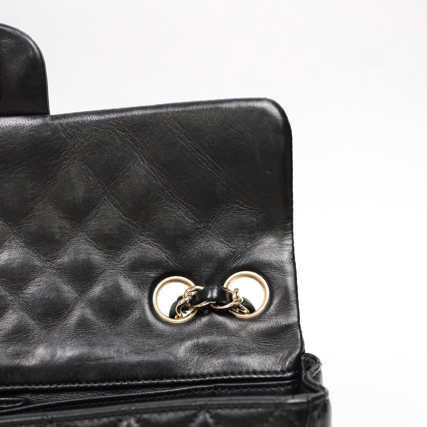 Chanel Quilted East West With Charm Flap Bag Lambskin Black Gold Hardware