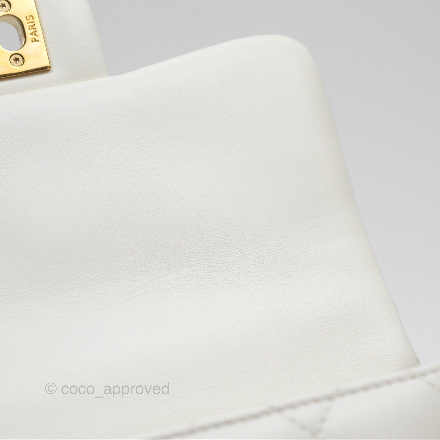 Chanel Top Handle Mini Flap Ivory White Lambskin Gold Hardware