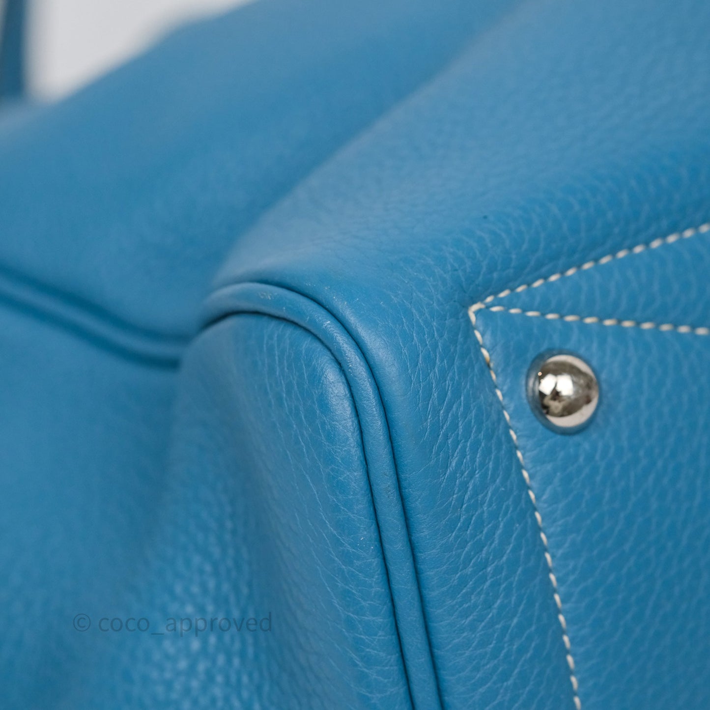 Hermes Victoria II 35 Bag Blue Jean 75 Clemence Palladium Hardware