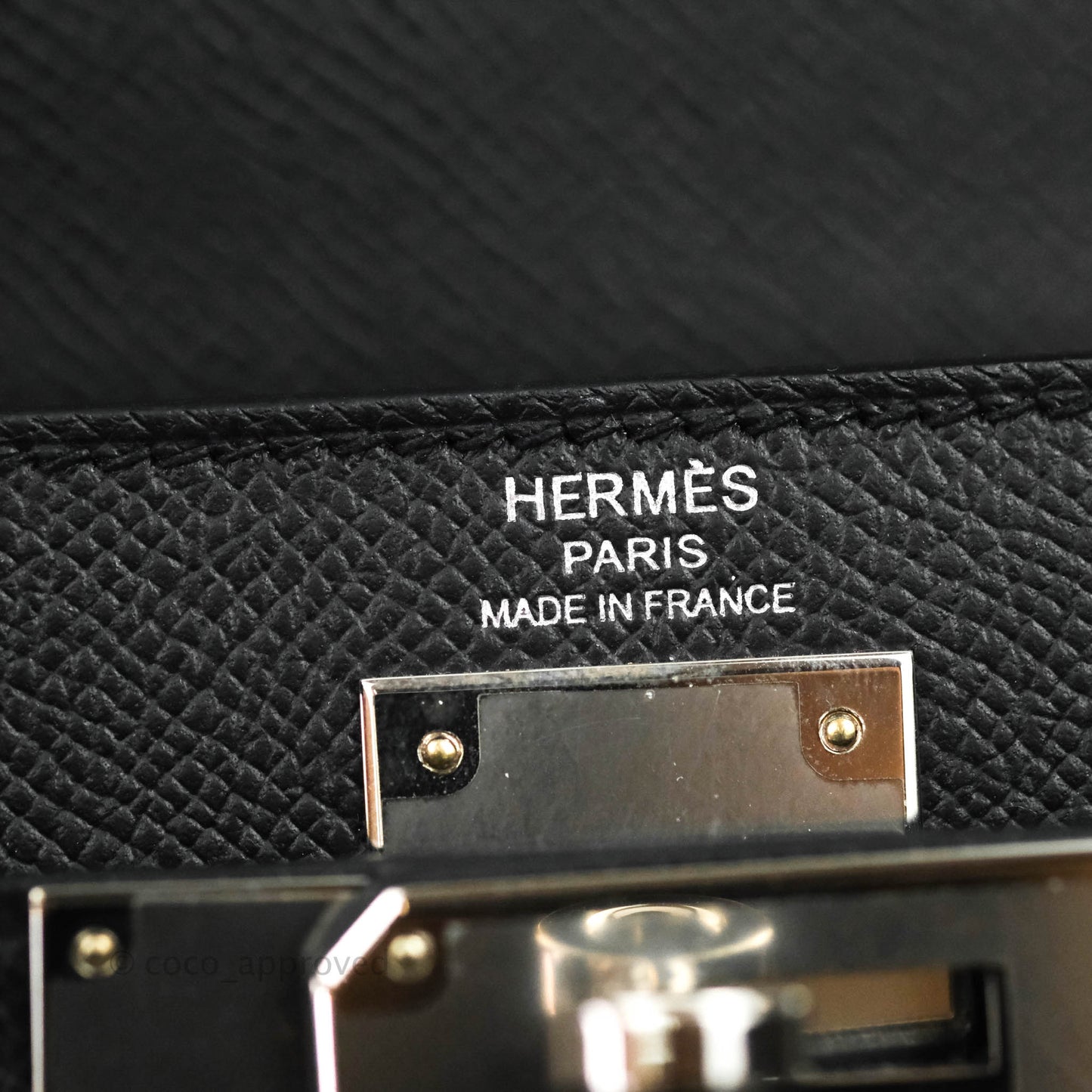 Hermès Kelly 28 Sellier Black Epsom Palladium Hardware