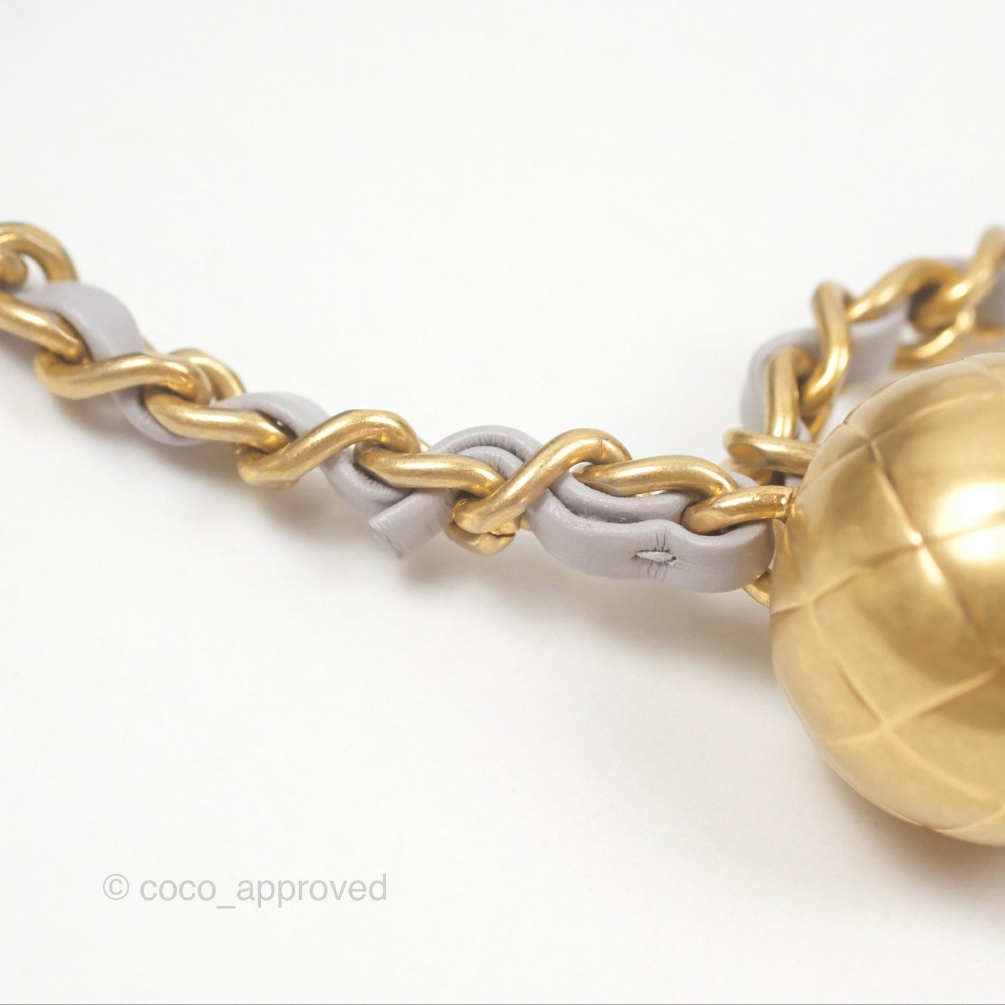 Chanel Pearl Crush Drawstring Bucket Bag Grey Lambskin Aged Gold Hardware
