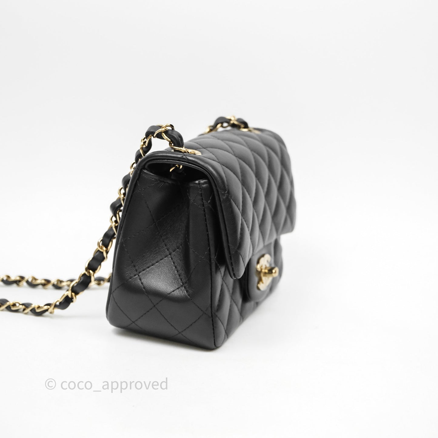 Chanel Mini Square Quilted Black Lambskin Gold Hardware