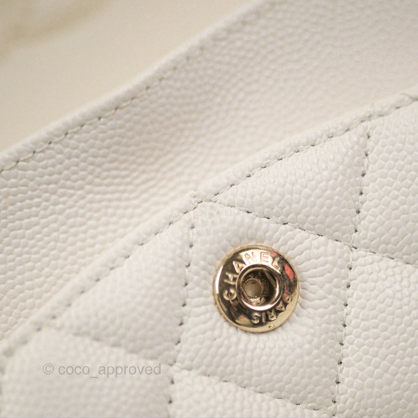 Chanel Small Classic Quilted Flap White Caviar Gold Hardware