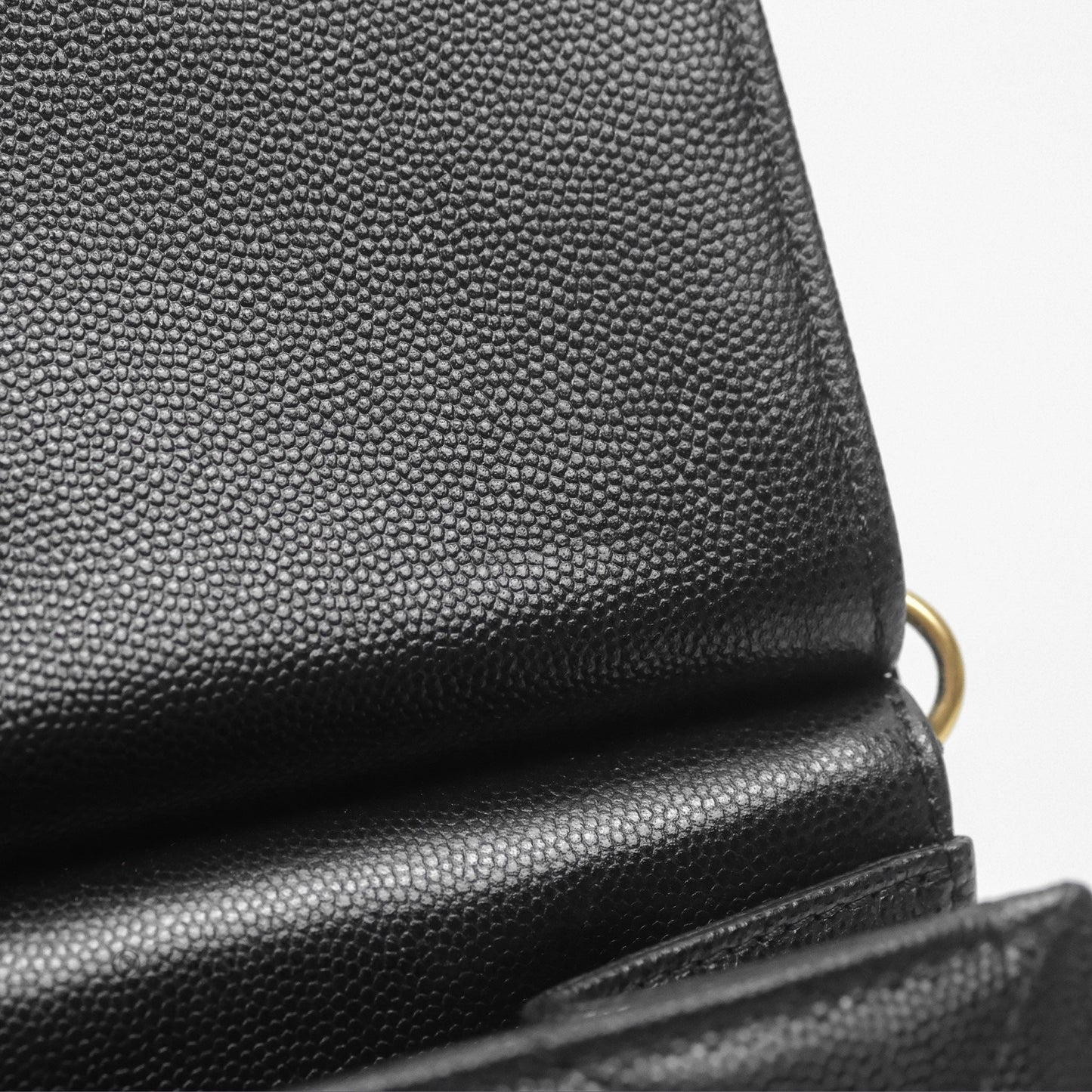 Chanel Chain Flap Bag Black Caviar Aged Gold Hardware 23A