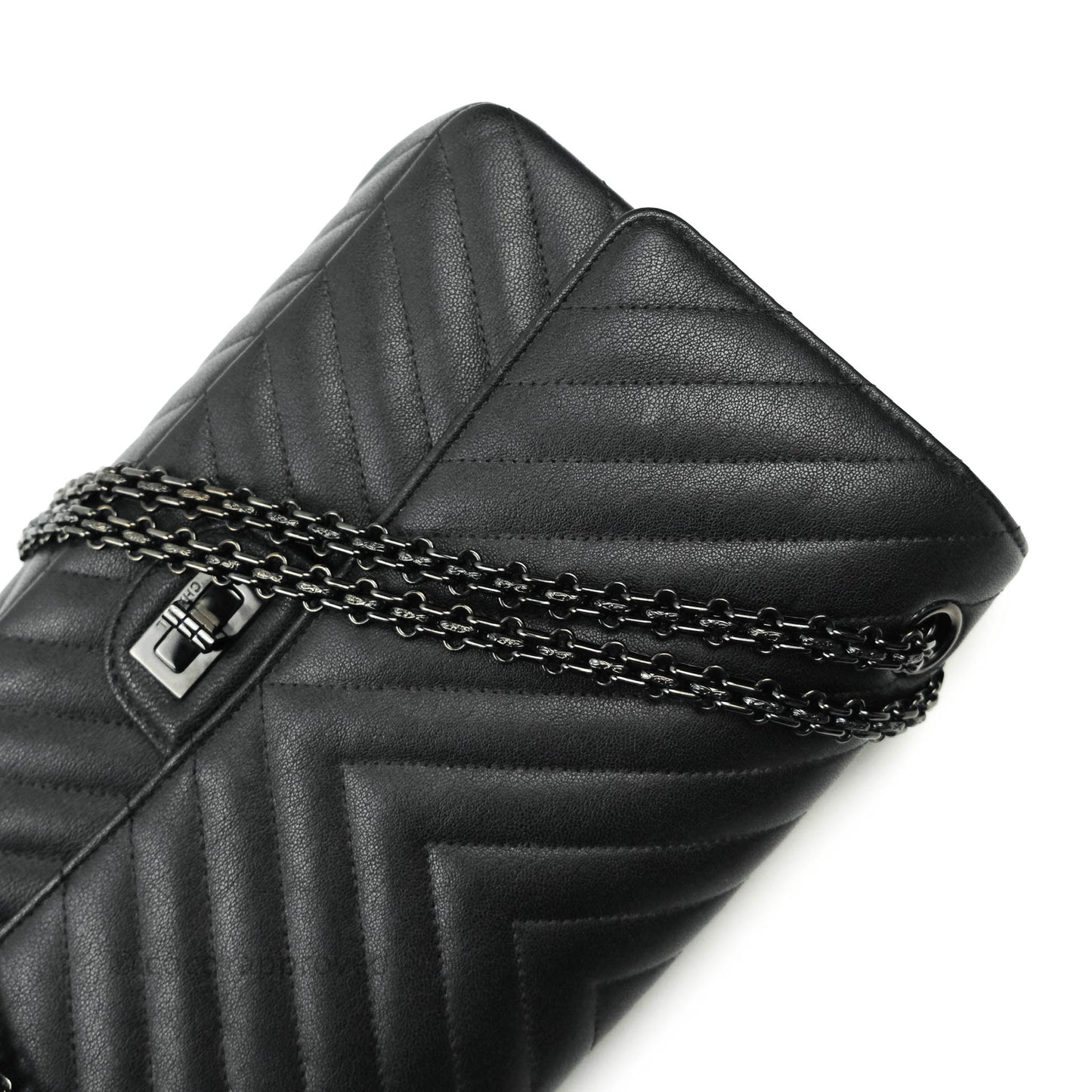 Chanel Reissue Chevron So Black Black Hardware 226