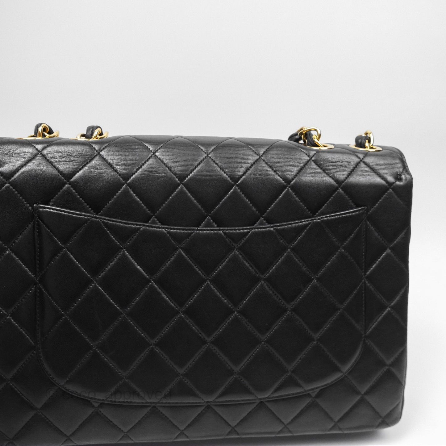 Chanel Vintage Jumbo Single Flap Black Lambskin 24K Gold Hardware