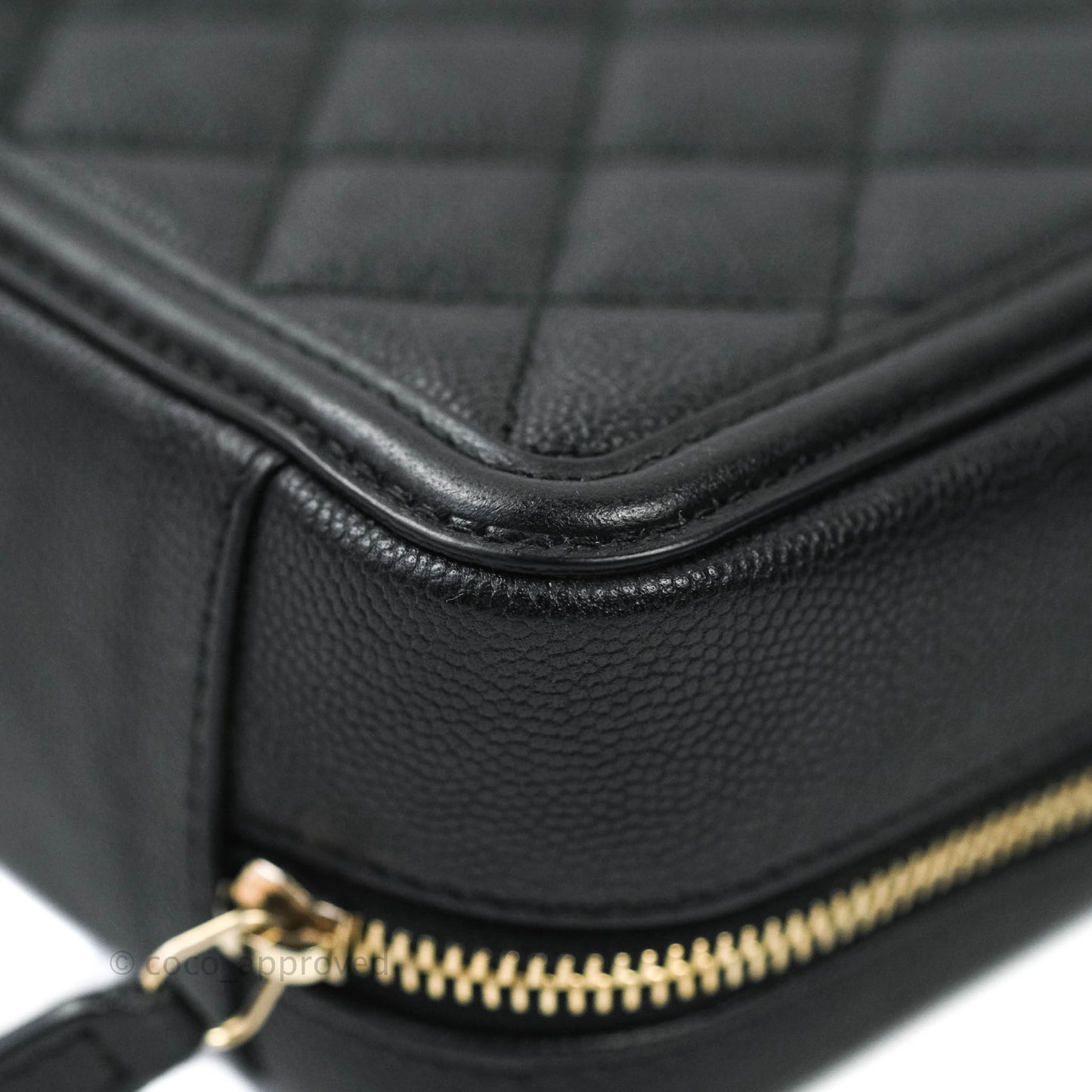 Chanel CC Filigree Vanity Clutch With Chain Caviar Black