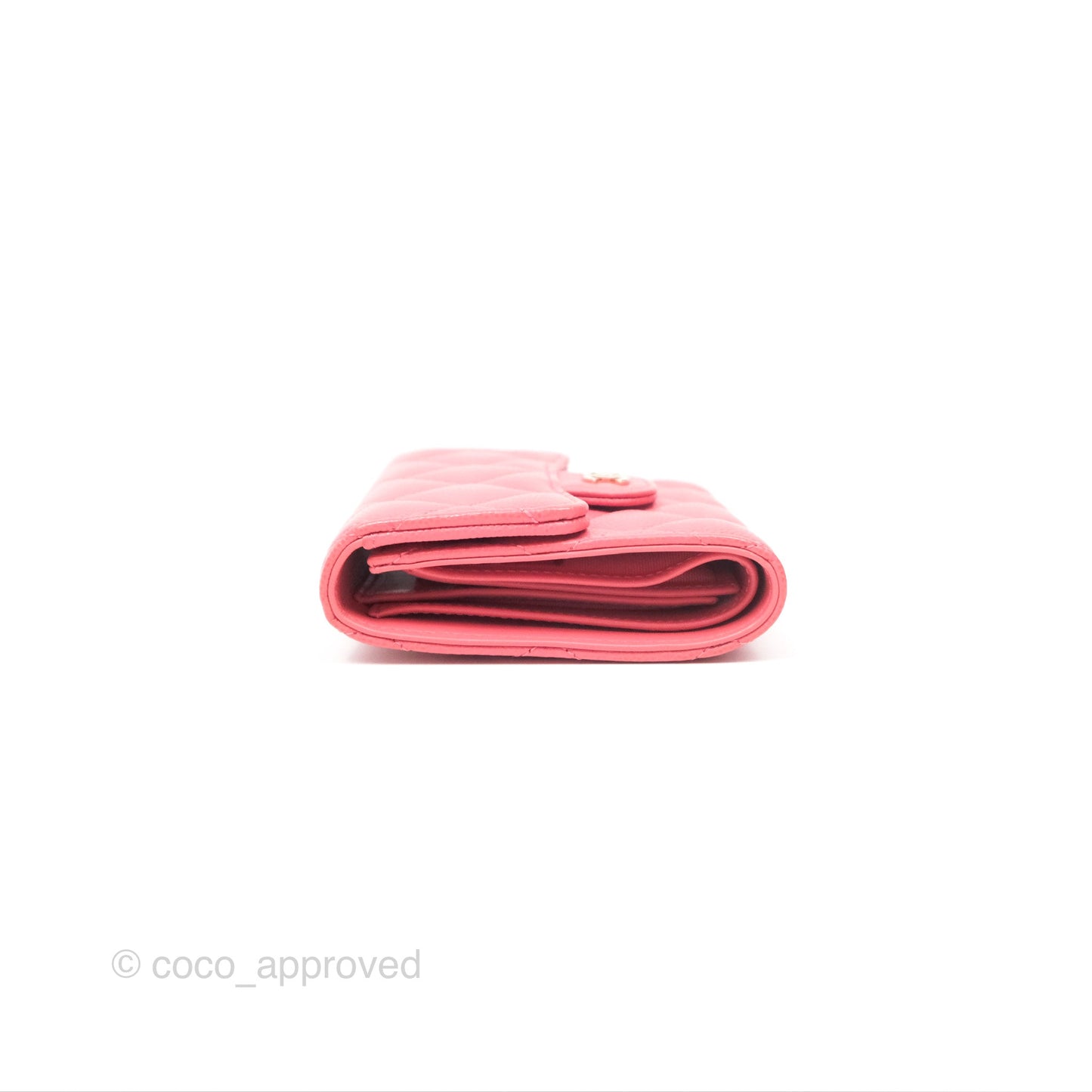 Chanel Classic Short Flap Wallet Pink Caviar Gold Hardware⁣