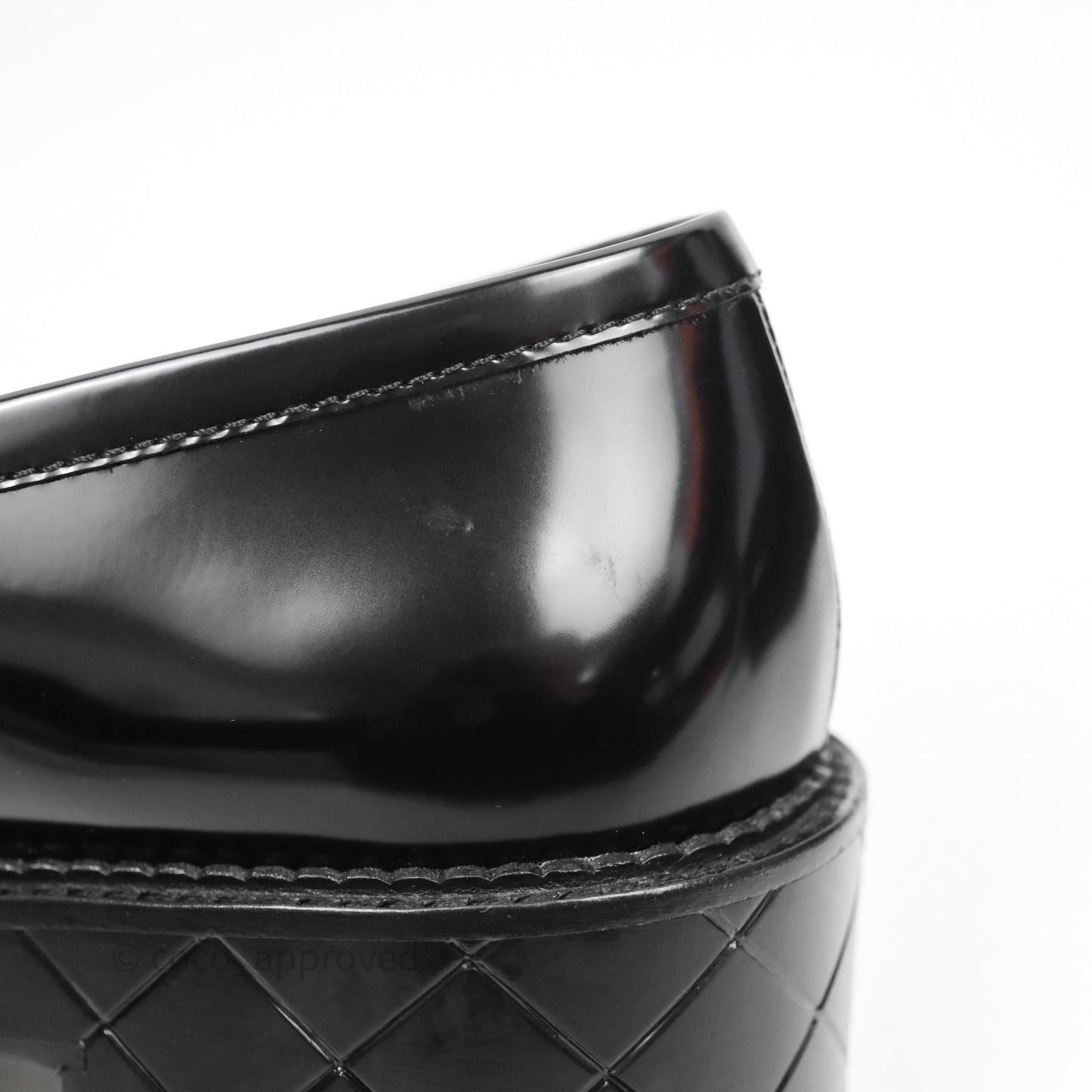 Chanel Shiny Calfskin So Black CC Mocassin Loafers Size 38.5