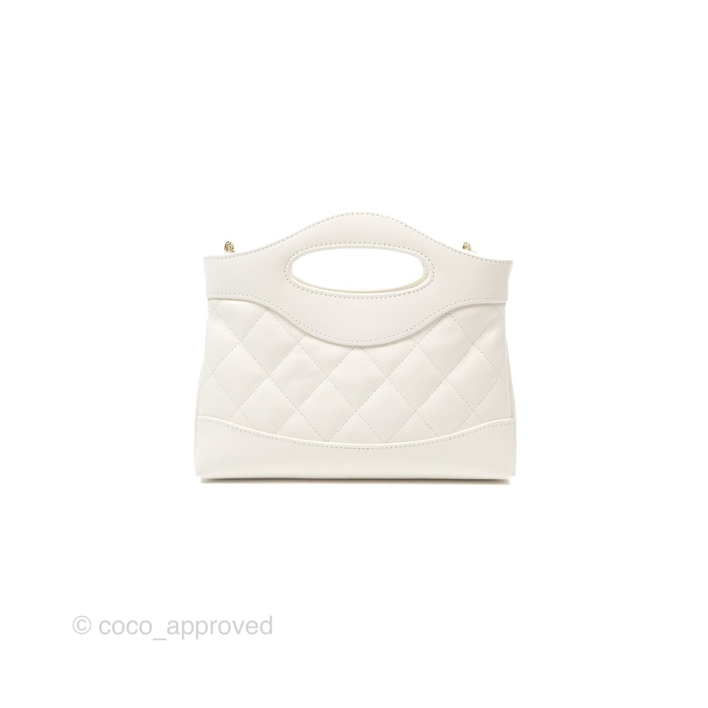 Chanel Nano 31 White Shiny Calfskin Gold Hardware