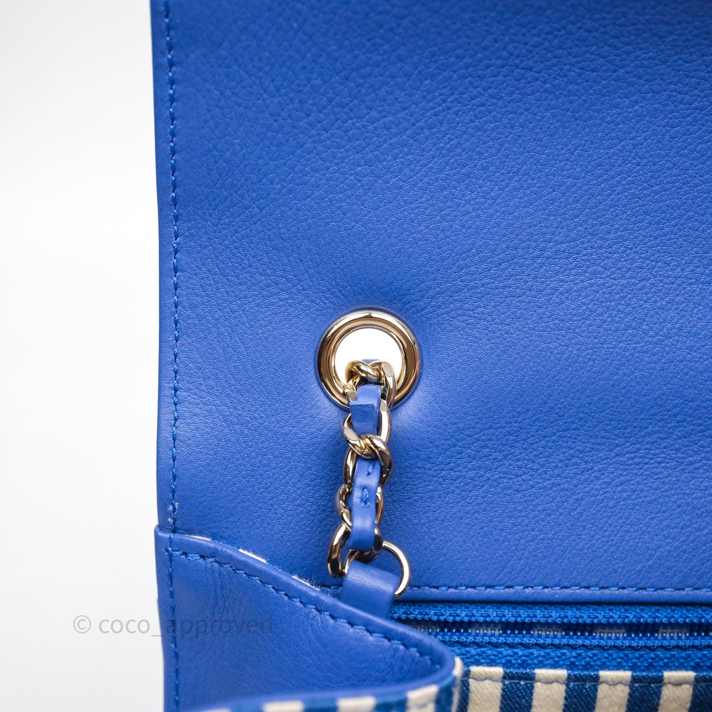 Chanel Chevron Square Envelope Flap Bag Royal Blue Calfskin Gold Hardware 19C