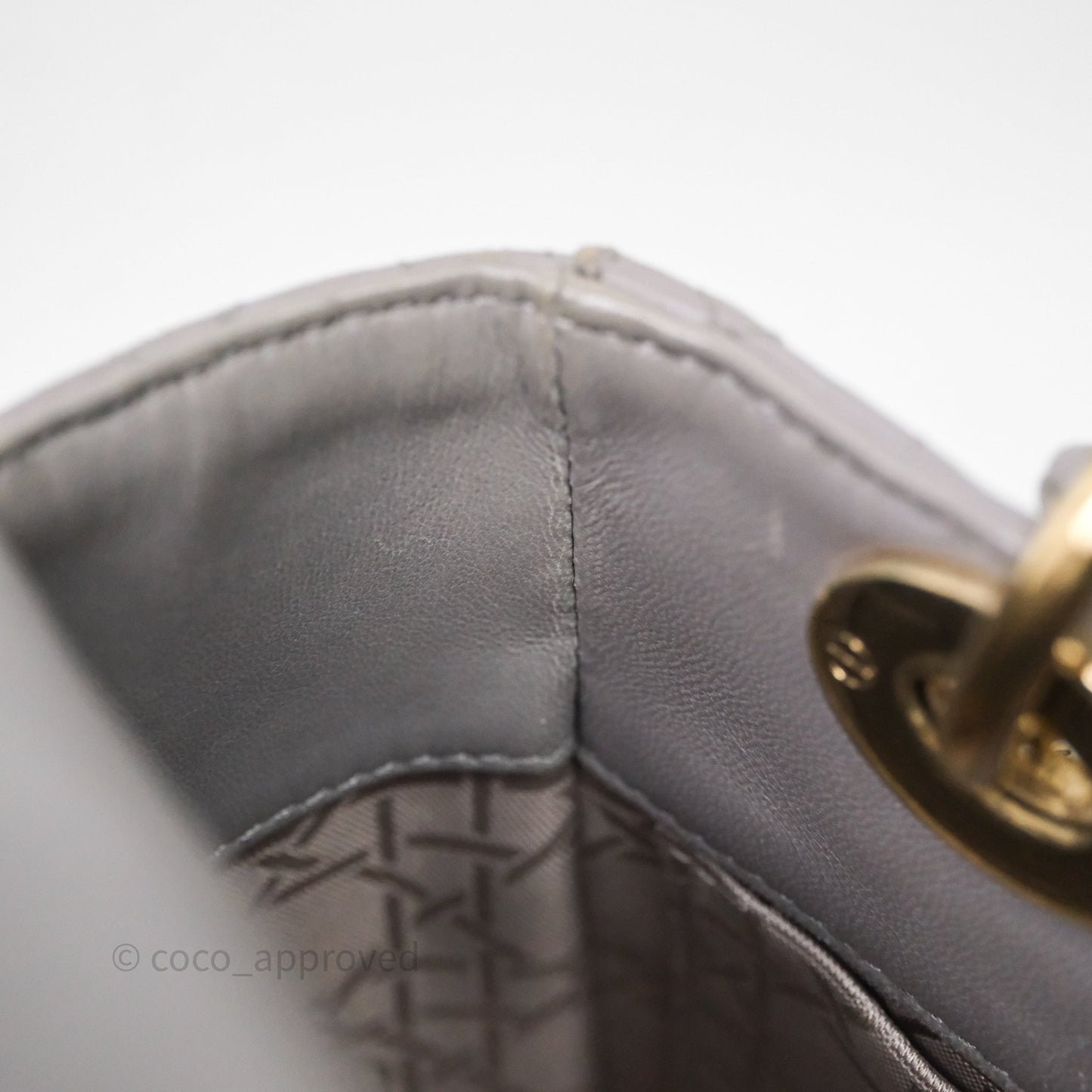Christian Dior Small Lady Dior My ABCDior Bag Stone Gray Cannage Lambskin