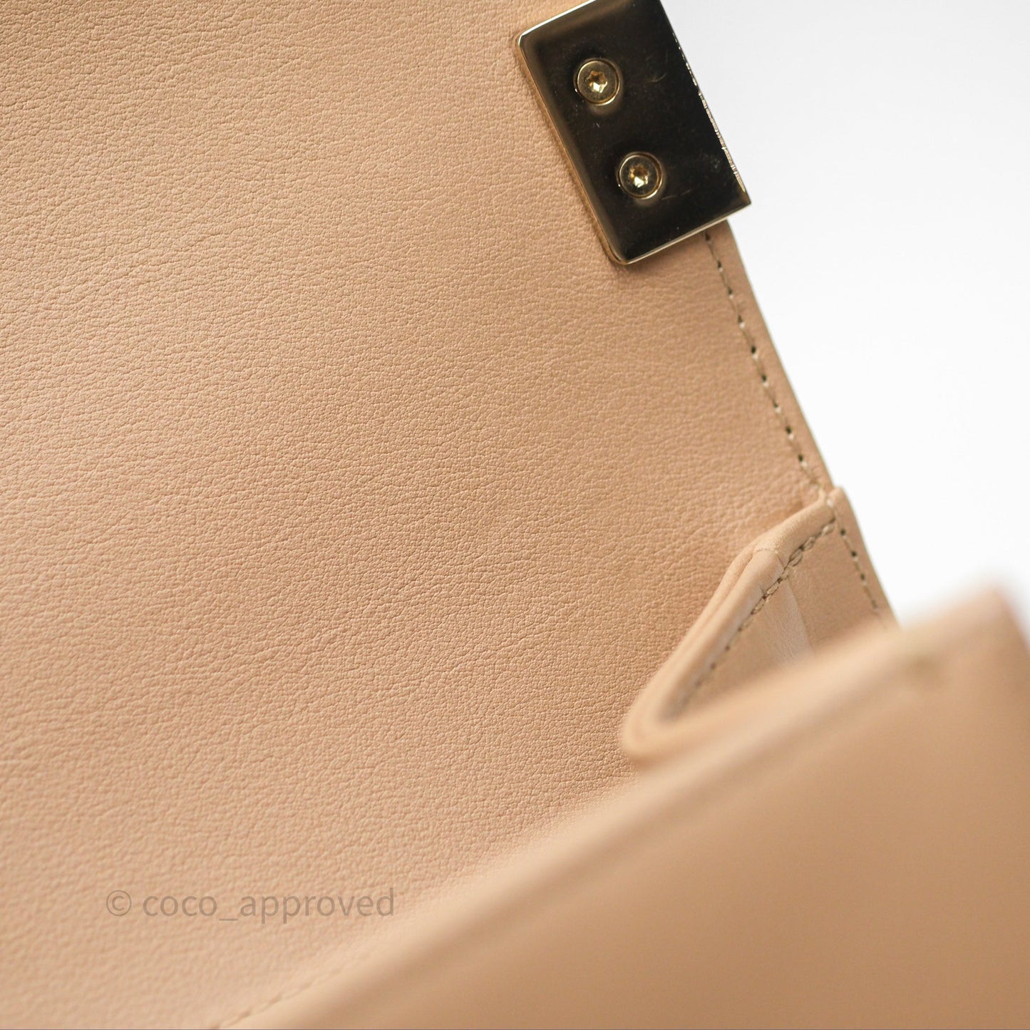Chanel Boy Quilted Medium Beige Calfskin Gold Hardware