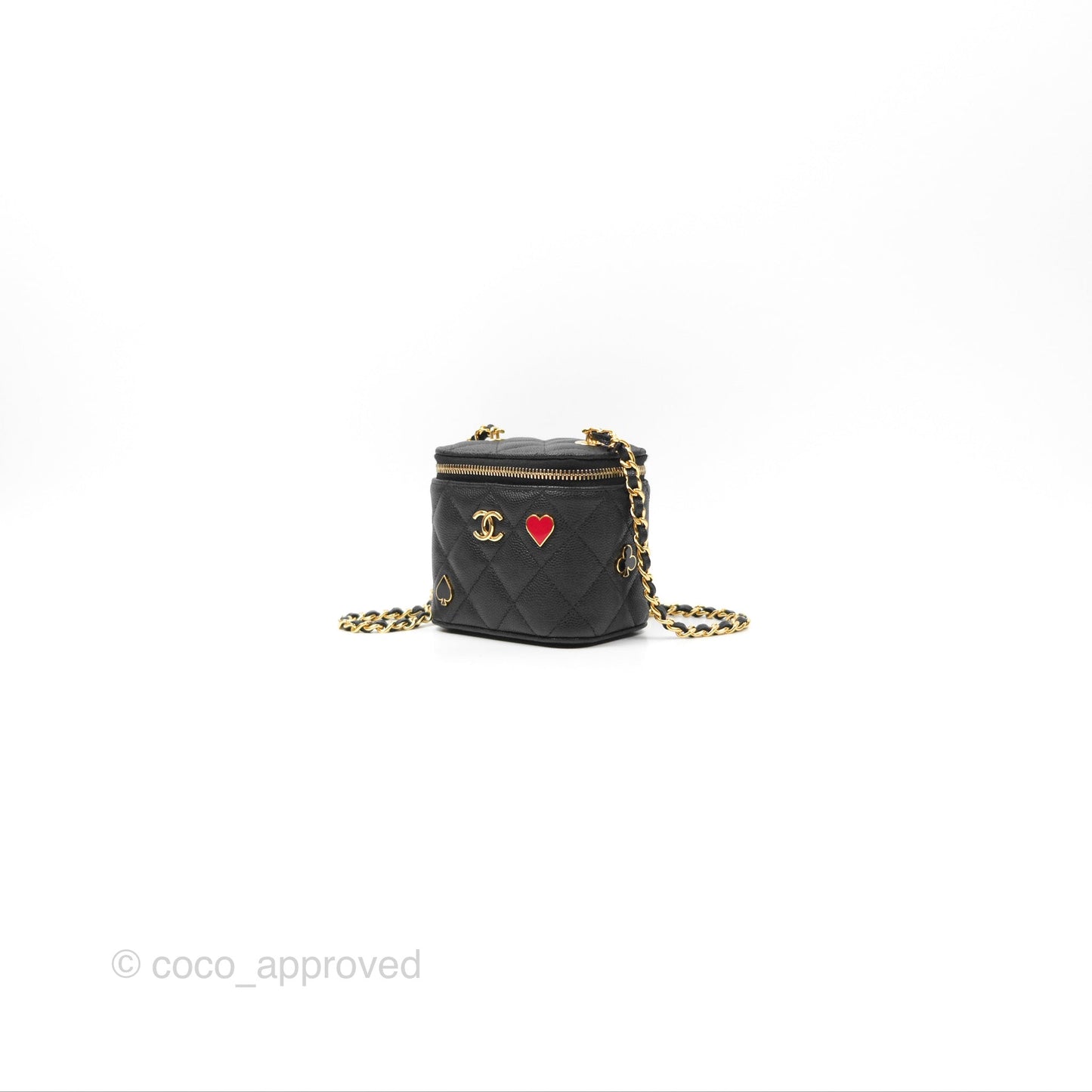 Chanel Mini Poker Vanity With Chain Black Caviar Gold Hardware