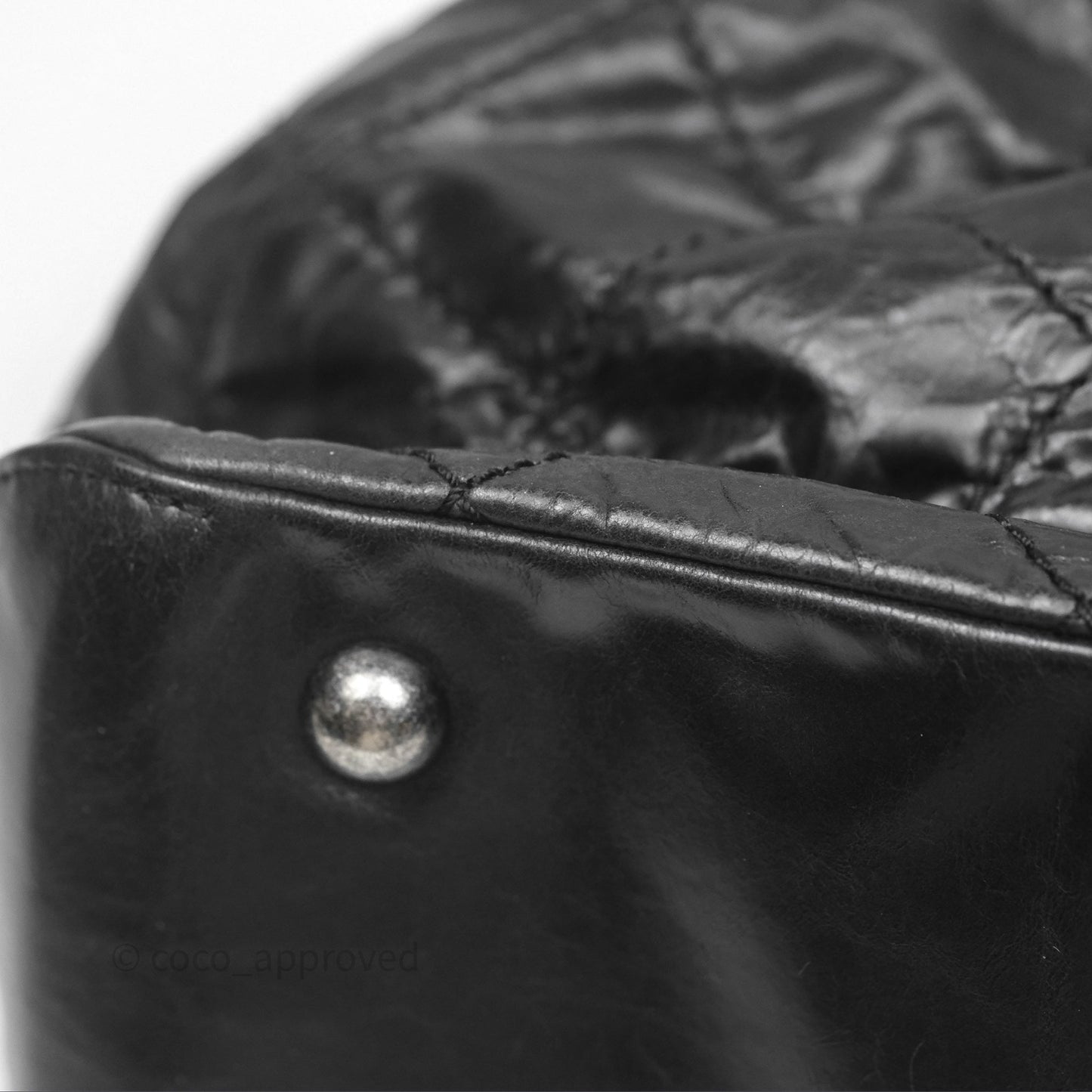 Chanel Quilted Coco Supple Hobo Black Aged Calfskin Ruthenium Hardware