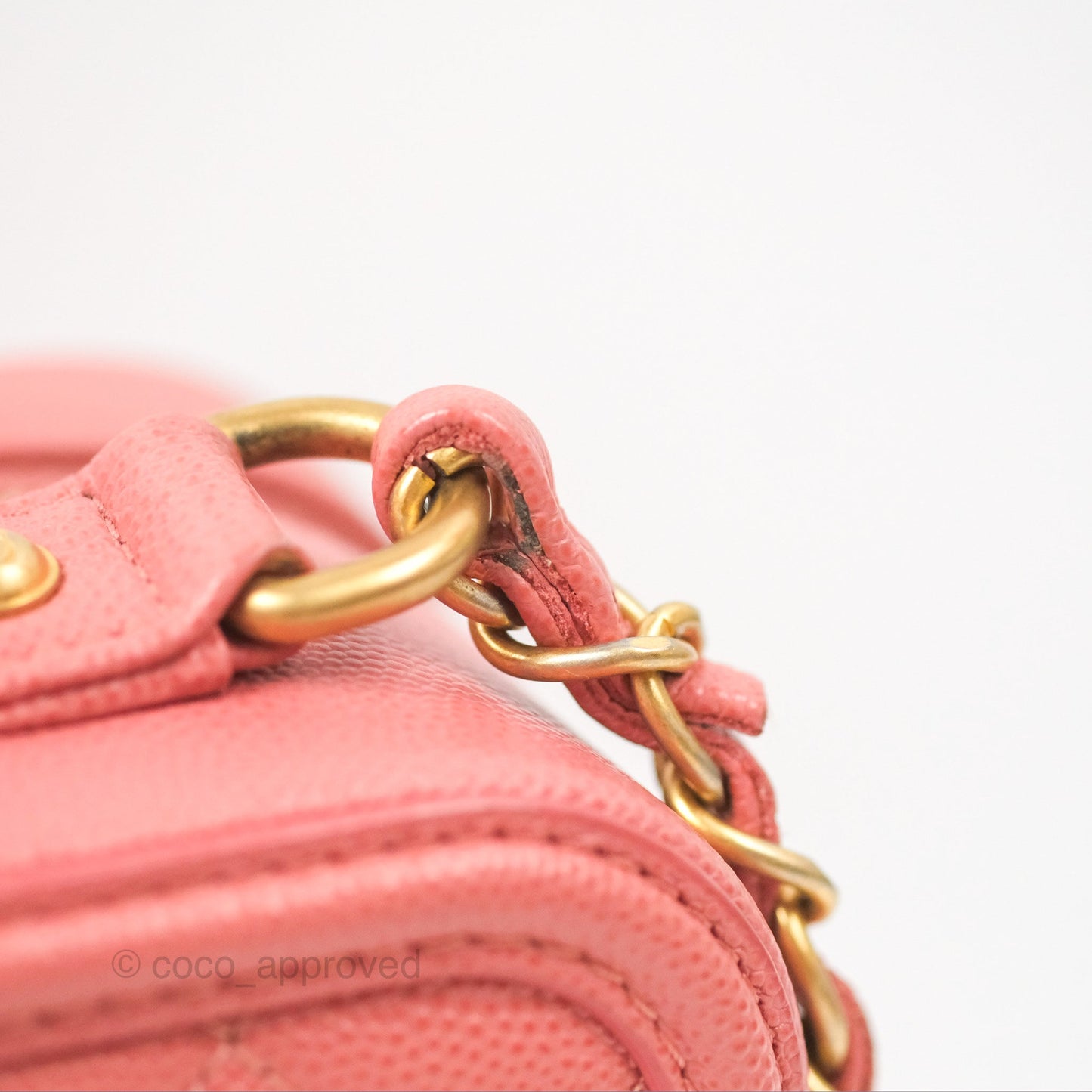 Chanel Quilted Medium CC Filigree Vanity Case Pink Caviar Gold Hardware