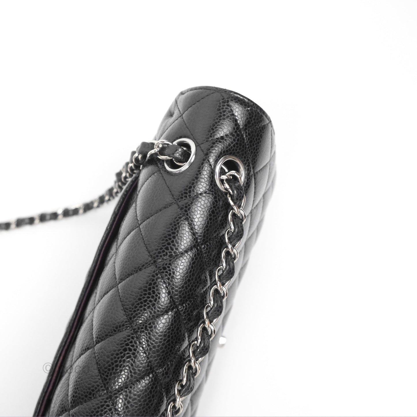Chanel Classic M/L Medium Flap Quilted Black Caviar Silver Hardware
