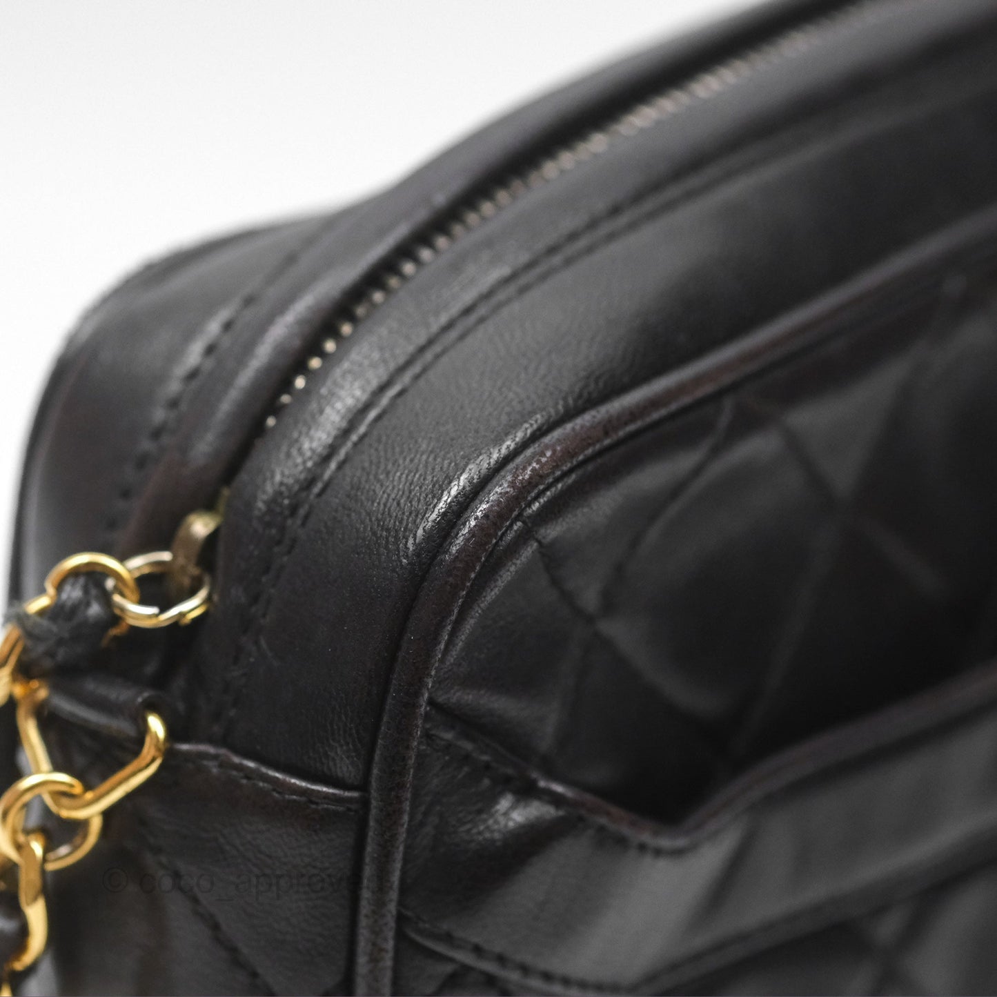 Chanel Vintage Small Camera Bag Black Lambskin Gold Hardware