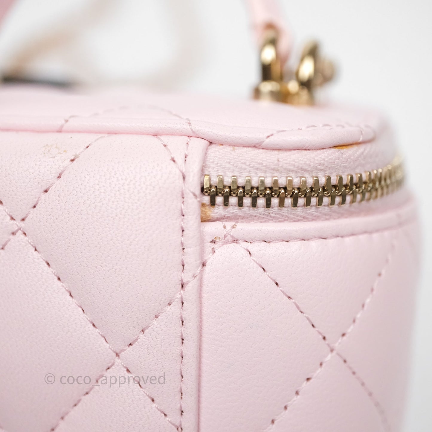 Chanel Mini Top Handle Vanity With Chain Pink Lambskin Gold Hardware