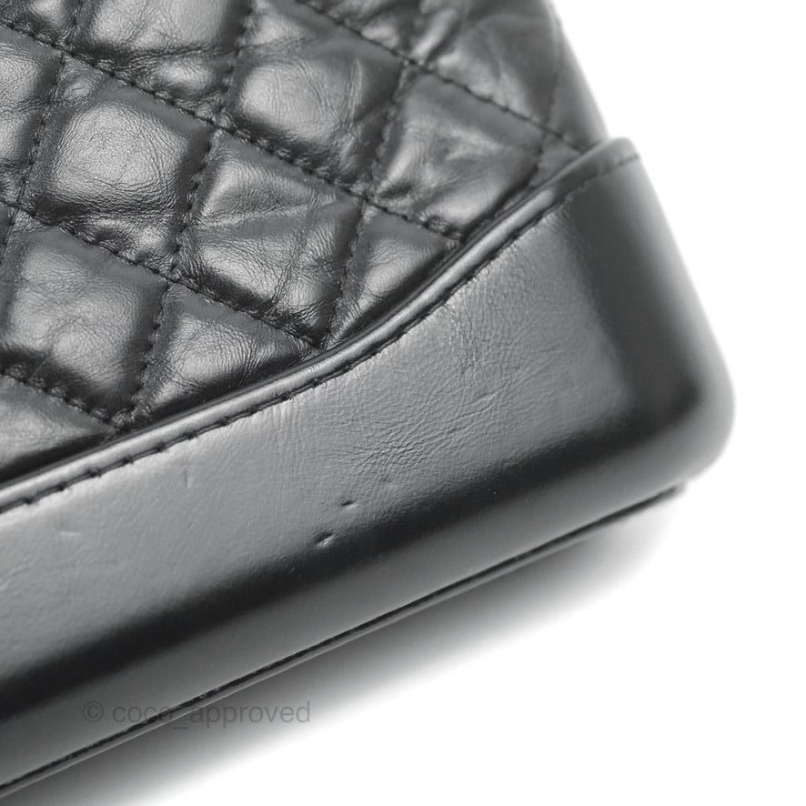 Chanel Gabrielle Clutch With Chain Aged Calfskin So Black