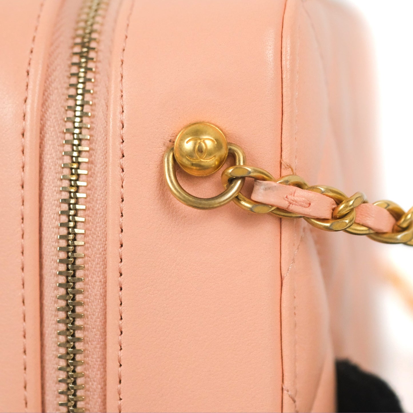 Chanel Mini Pearl Crush Quilted Camera Case Orange Blair Lambskin Aged Gold Hardware
