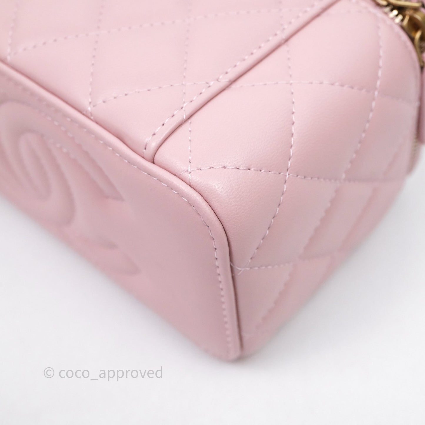 Chanel Vanity with Multicolor Resin Chain Pink Lambskin Aged Gold Hardware