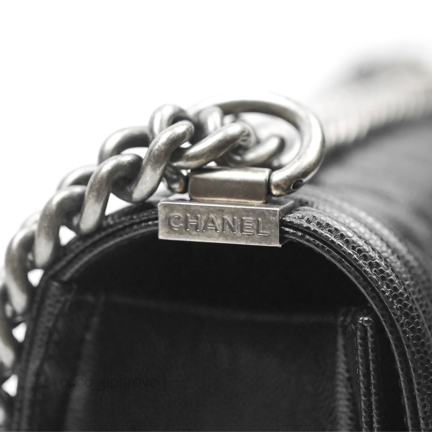 Chanel Quilted Medium Boy Black Caviar Ruthenium Hardware