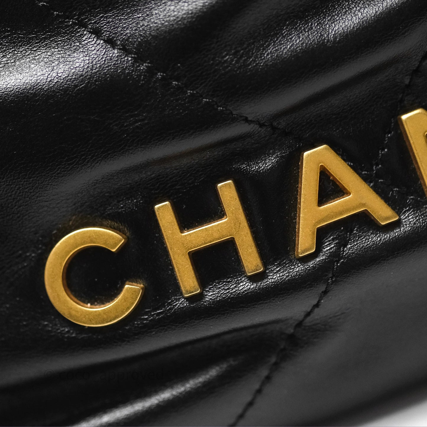 Chanel 22 Mini Bag Black Crumpled Calfskin Aged Gold Hardware