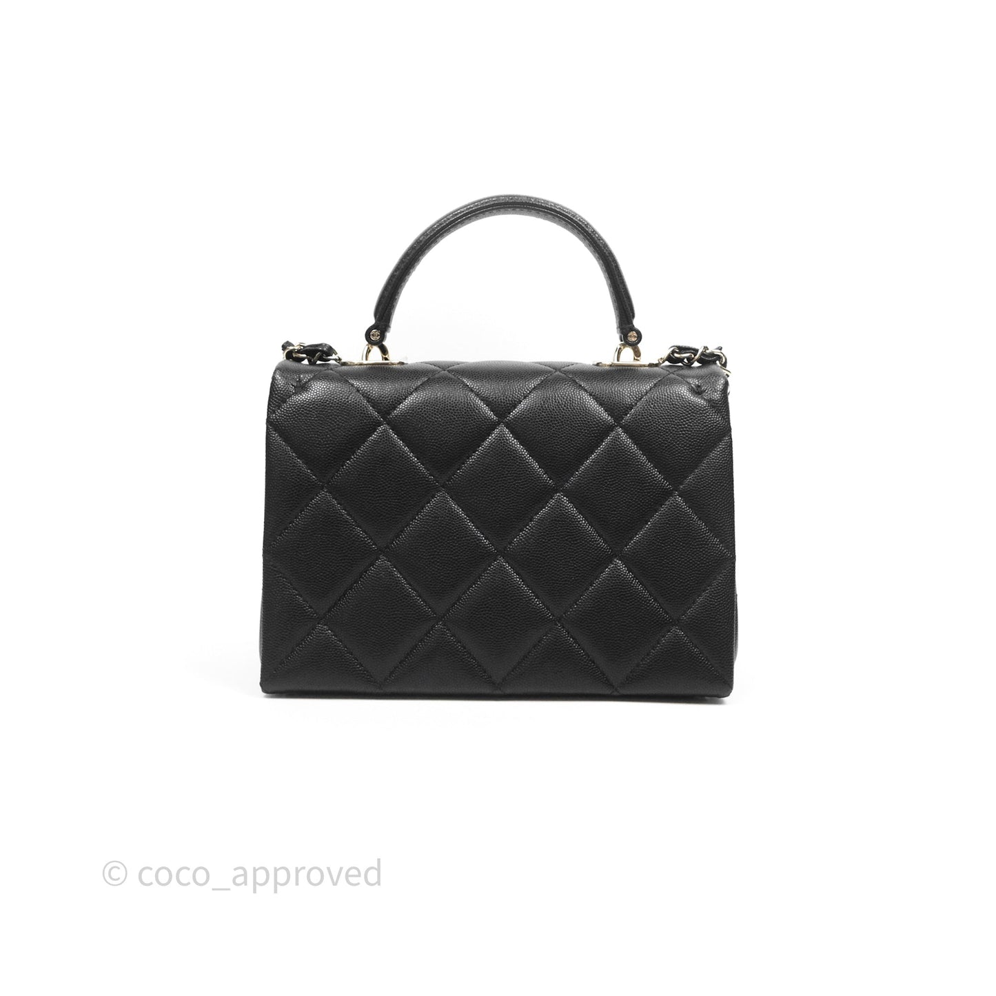 Chanel Quilted Small Top Handle Flap Bag Black Caviar Gold Hardware