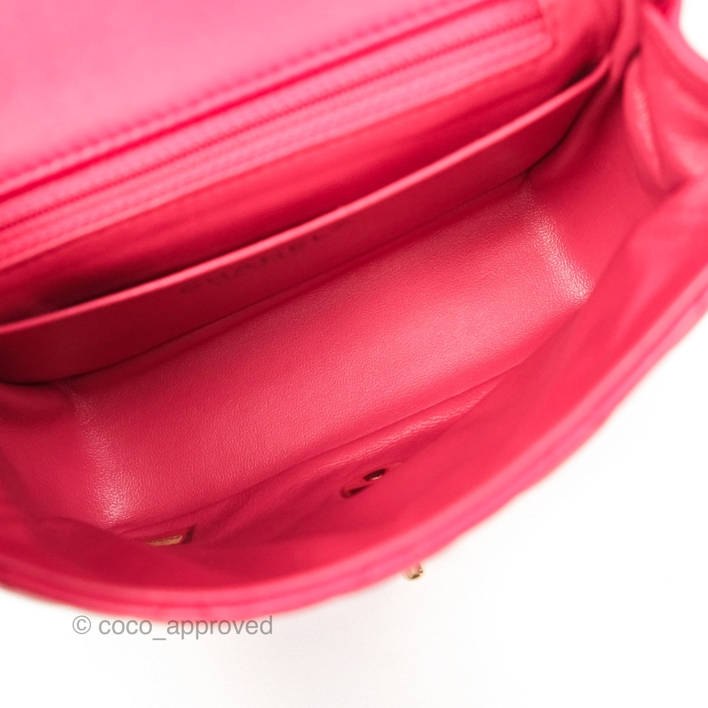 Chanel Mini Square Quilted Red Lambskin Gold Hardware