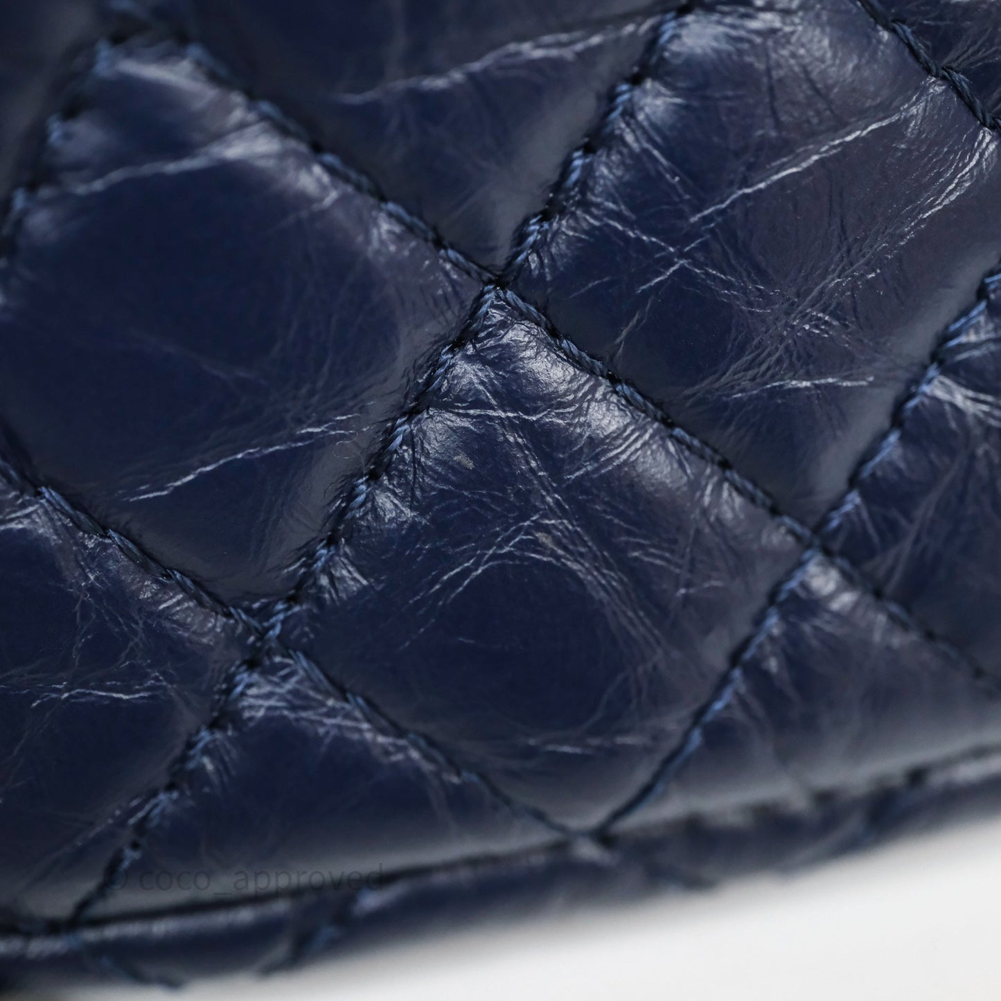 Chanel Quilted Mini Reissue Camera Case Navy Aged Calfskin Aged Gold Hardware
