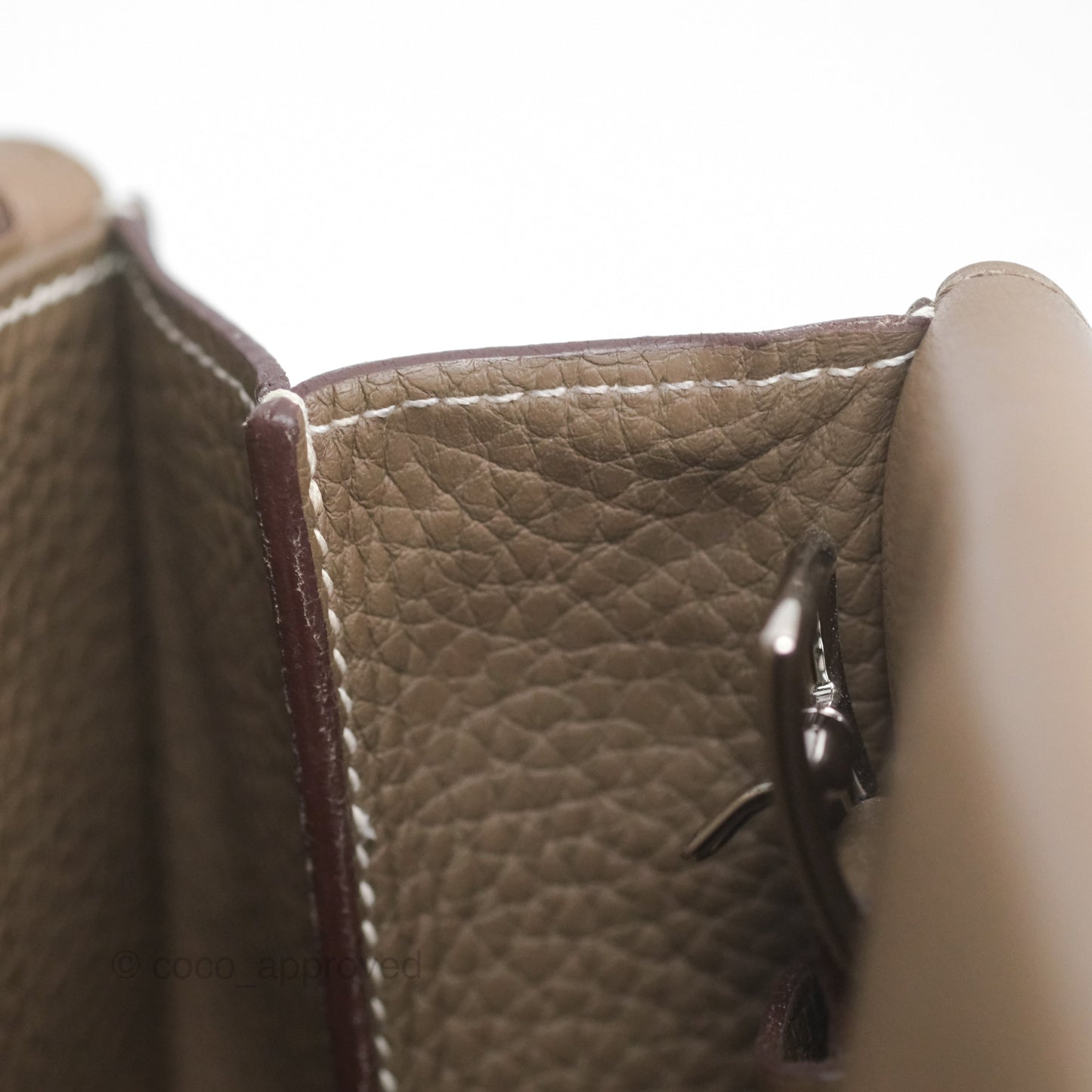 Hermès Halzan 31 Etoupe Clemence Palladium Hardware