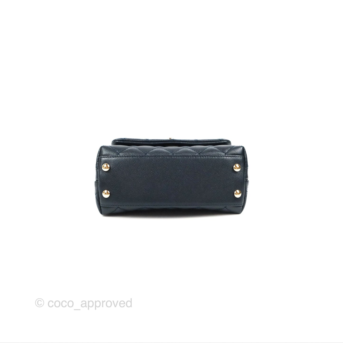 Chanel Mini Coco Handle Quilted Navy Caviar Gold Hardware