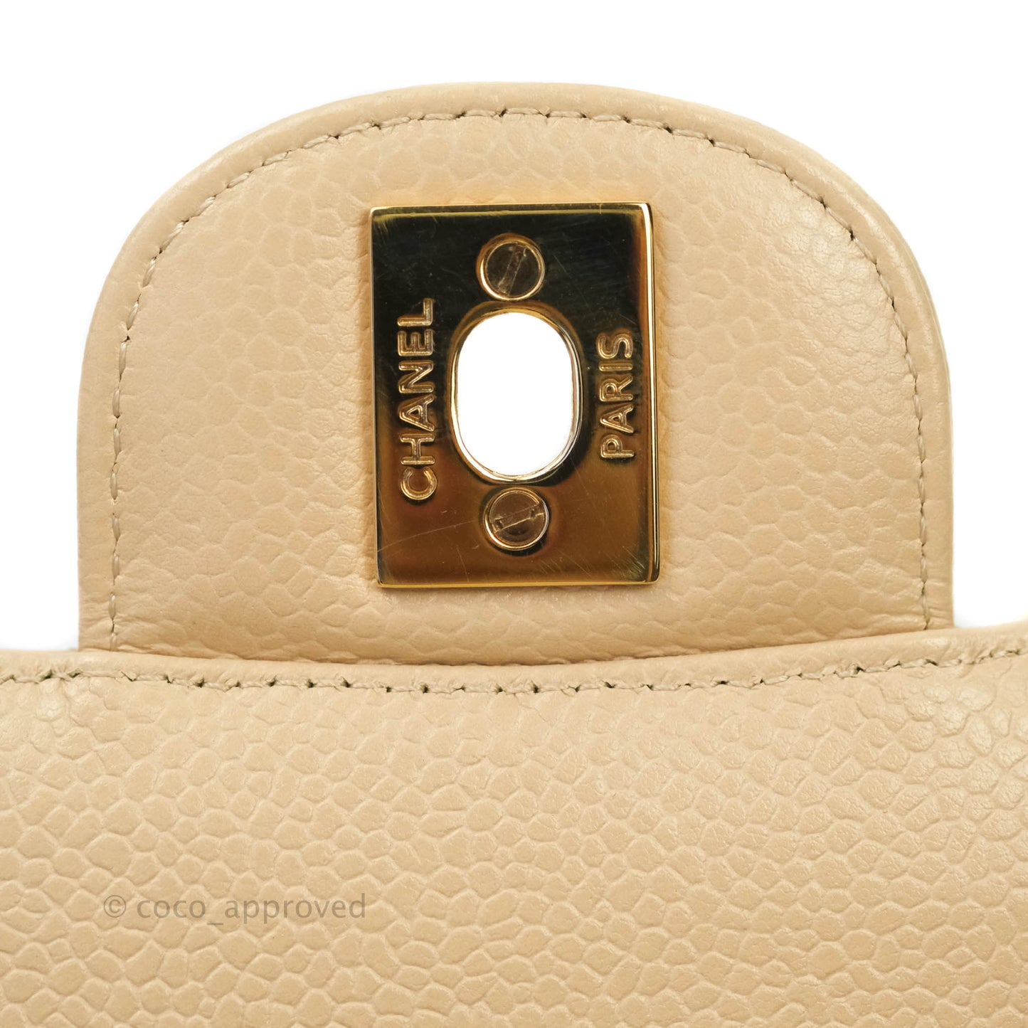 Chanel M/L Medium Double Flap Bag Beige Caviar Gold Hardware