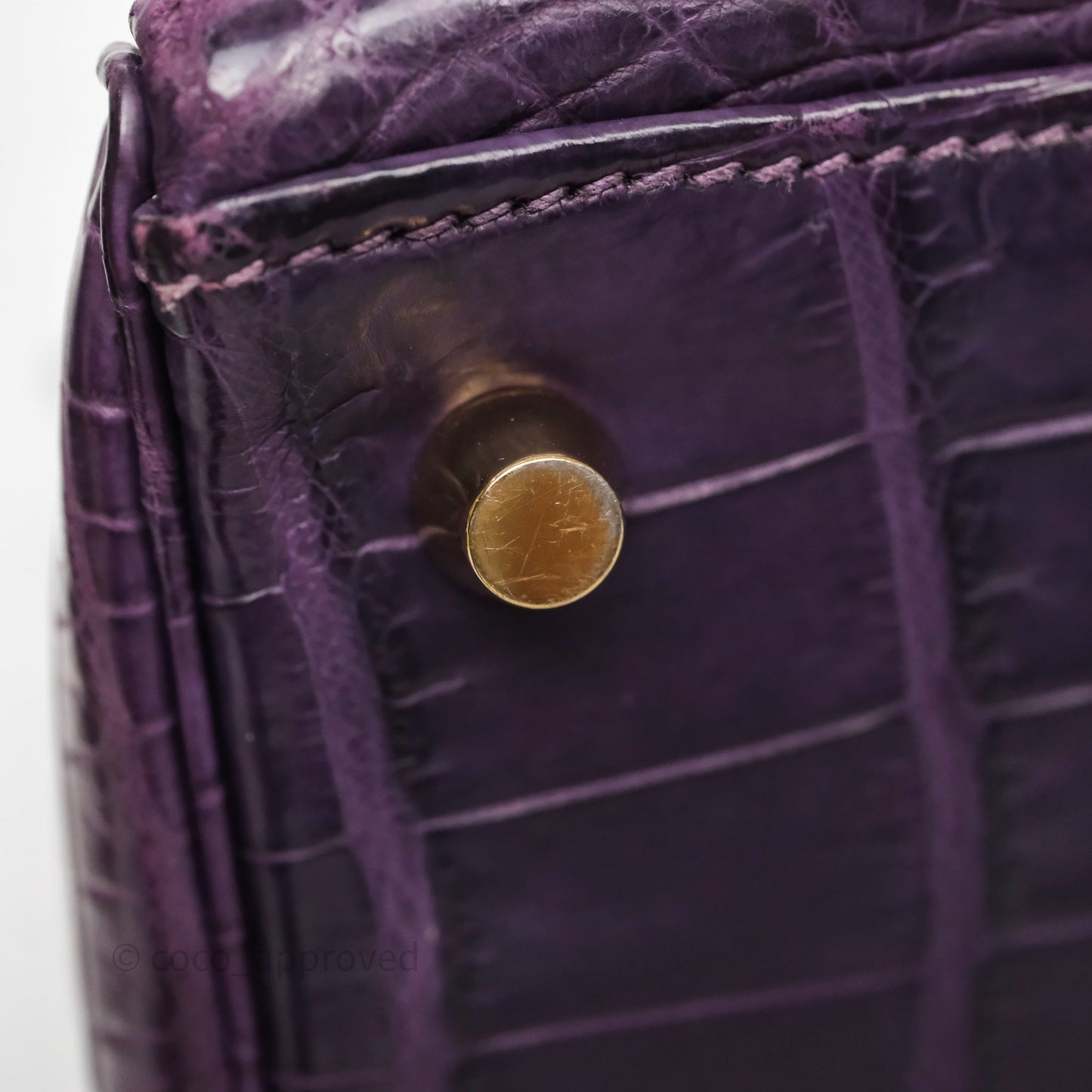 Hermès Kelly 28 Purple Crocodile Gold Hardware