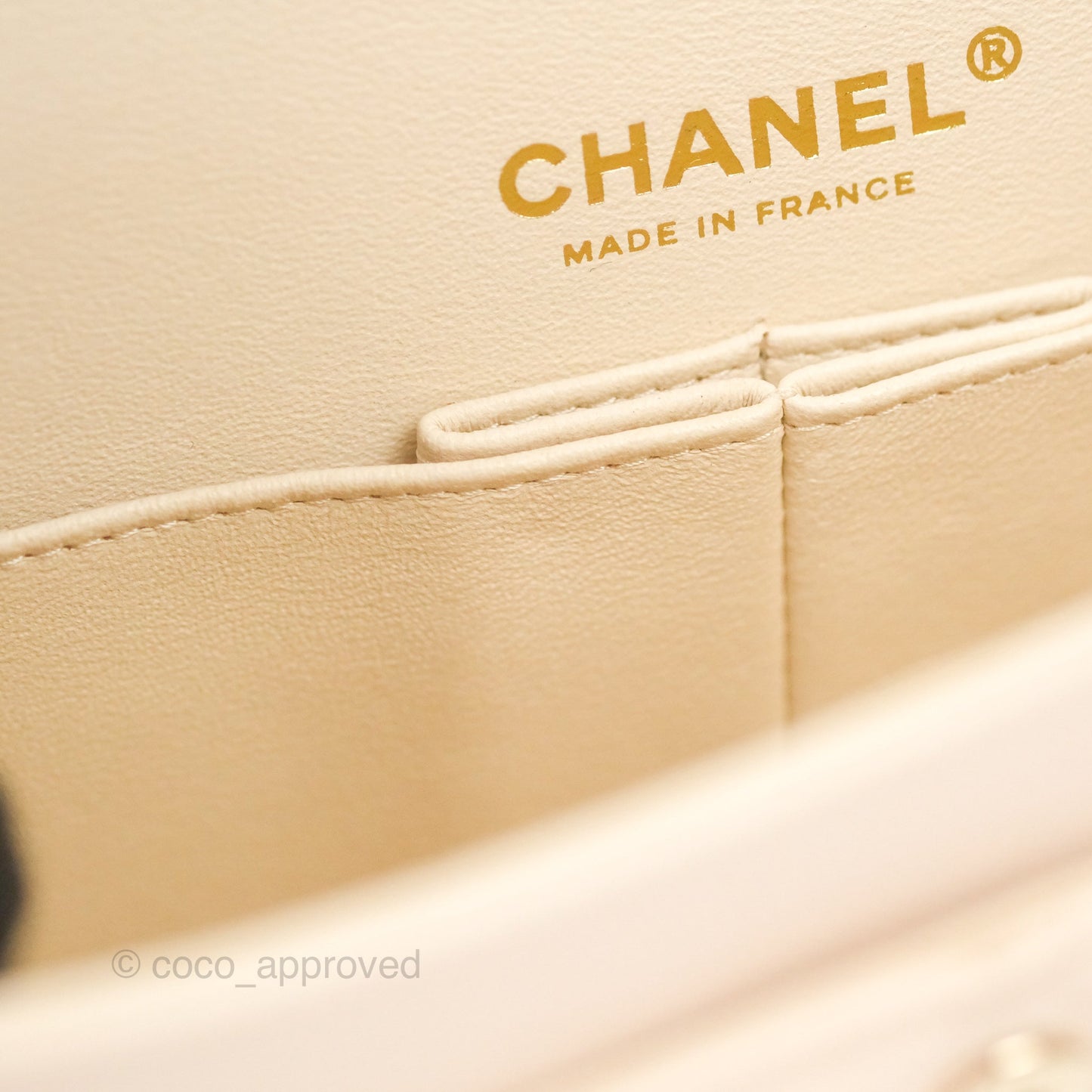 Chanel Small Classic Quilted Flap Light Ivory Beige Caviar Gold Hardware 20C