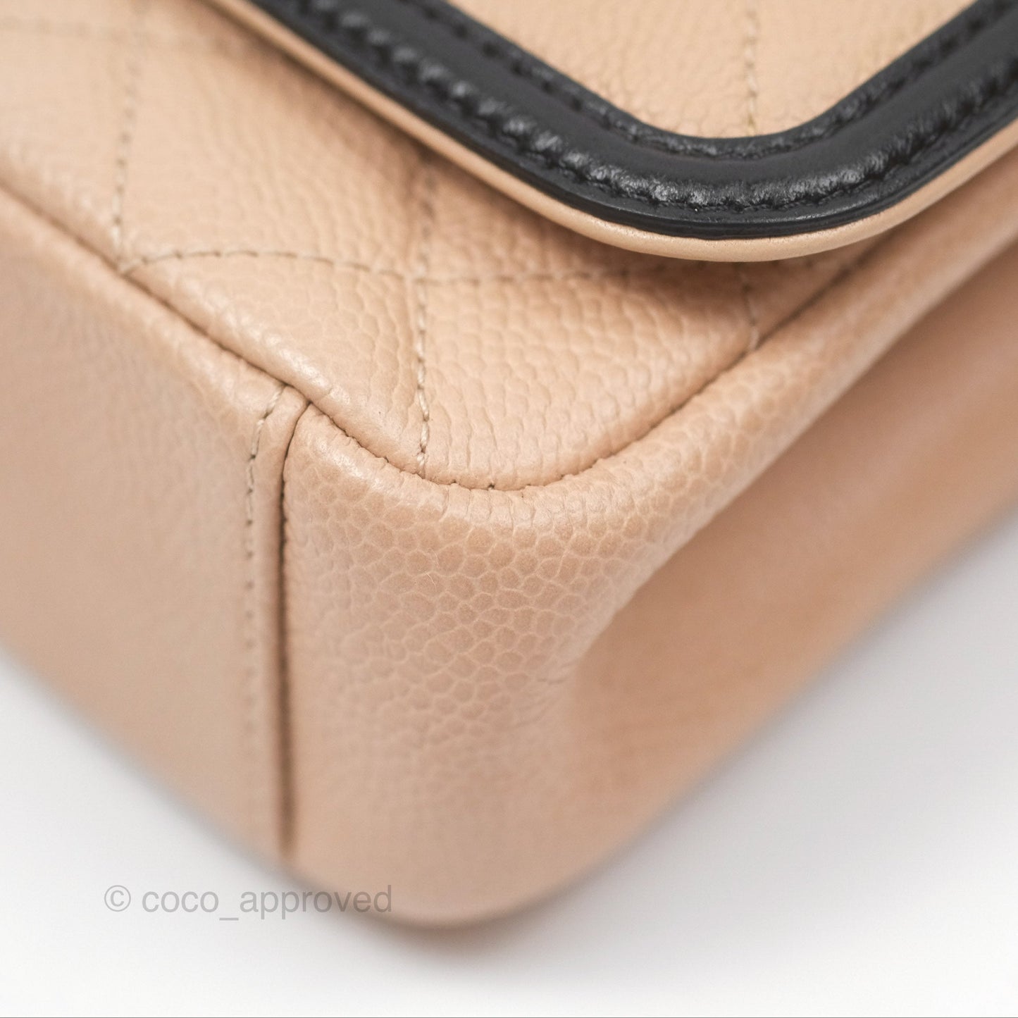 Chanel Quilted Small CC Filigree Flap Beige Black Caviar