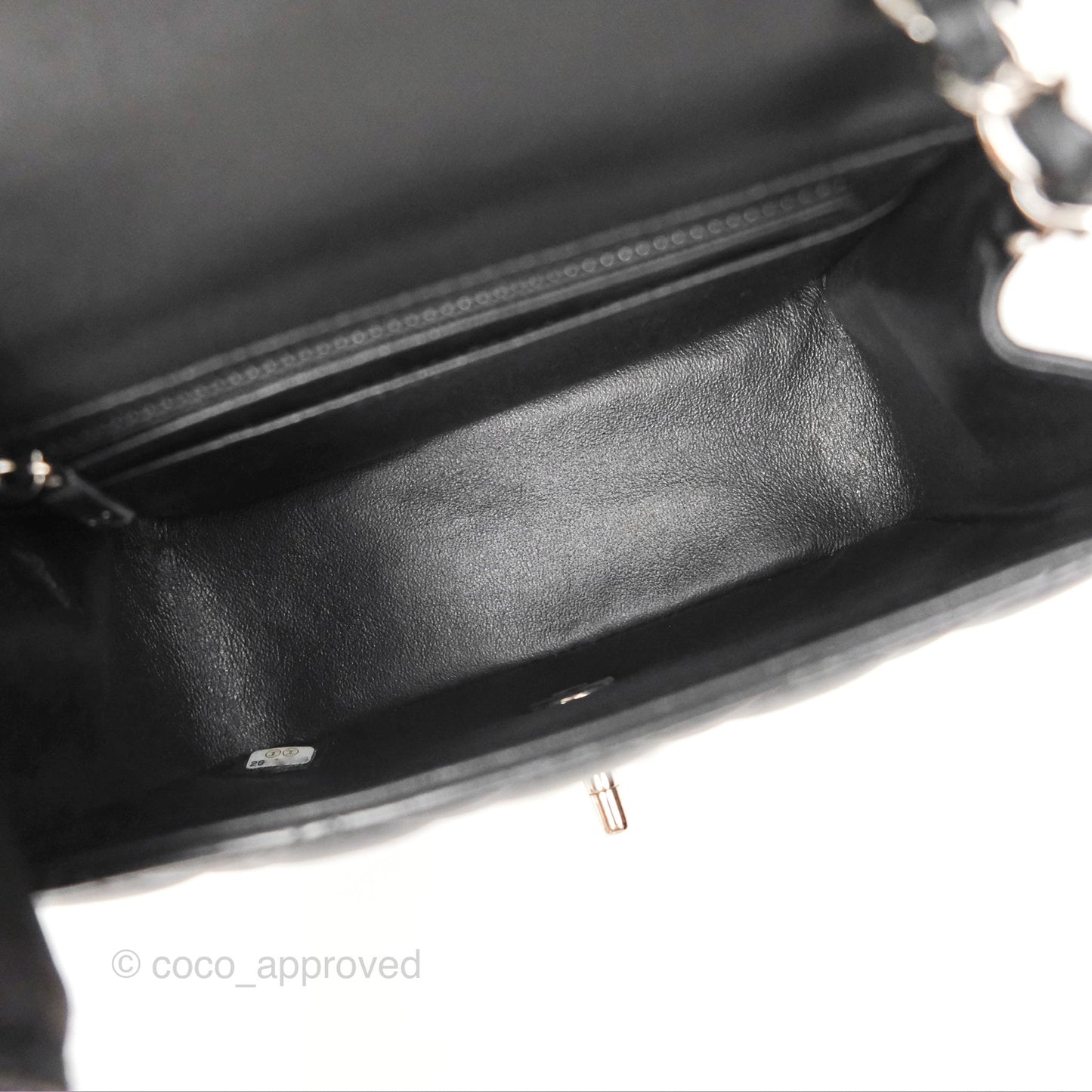 Chanel Mini Square Flap Quilted Black Lambskin Silver Hardware