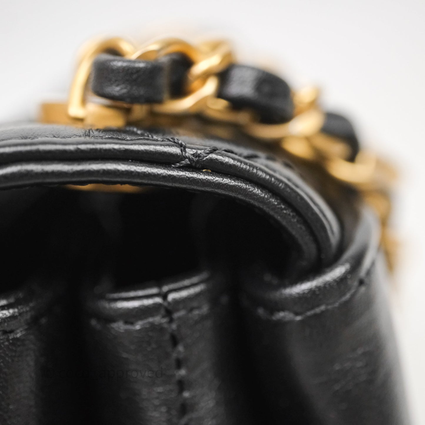 Chanel Pearl Chain Bag Black Calfskin Aged Gold Hardware