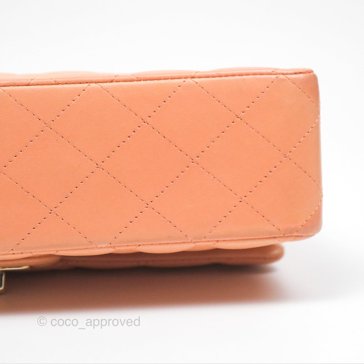 Chanel Classic M/L Medium Flap Quilted Peach Lambskin Gold Hardware