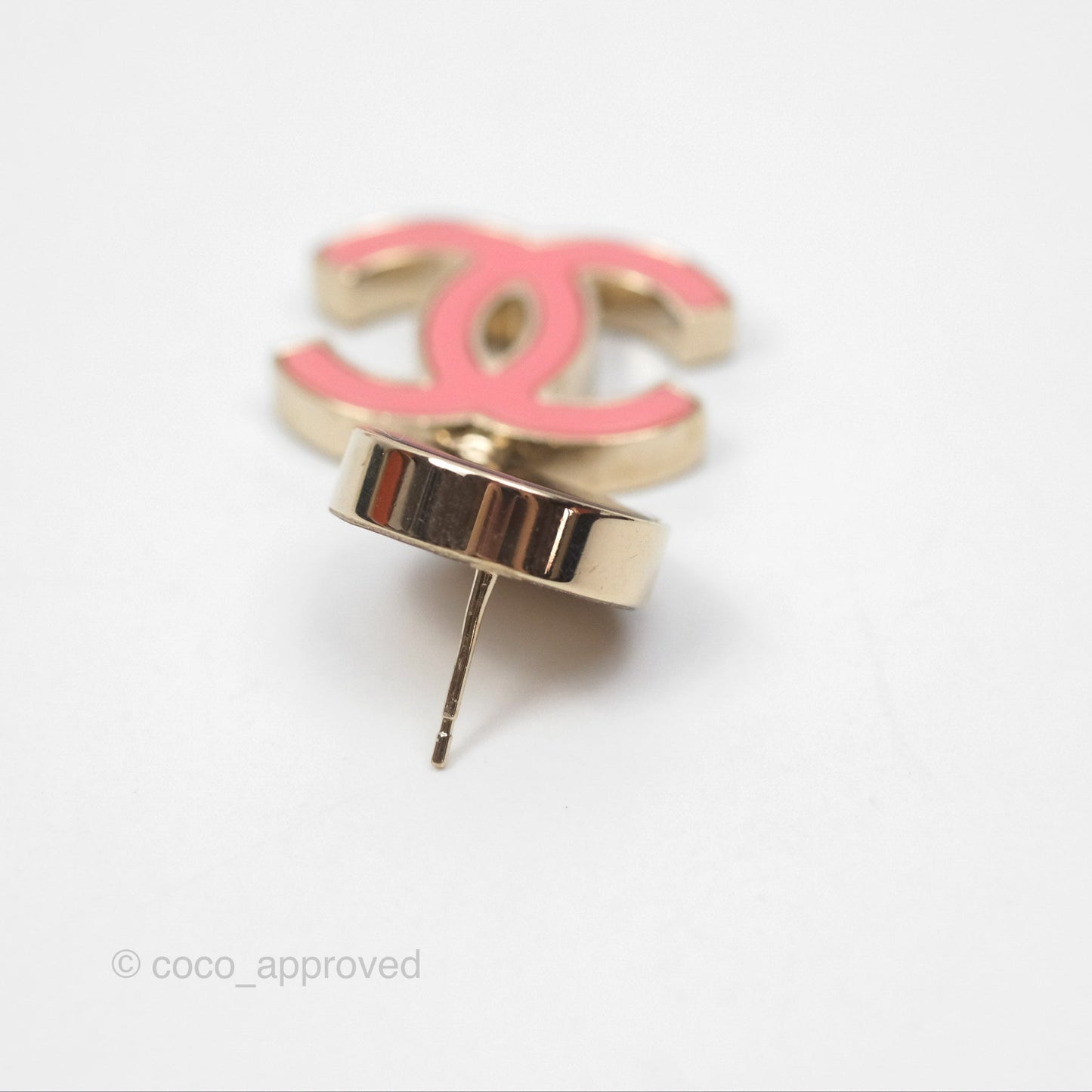 Chanel CC Logo Enamel Pink/ Black Drop Earrings 23C