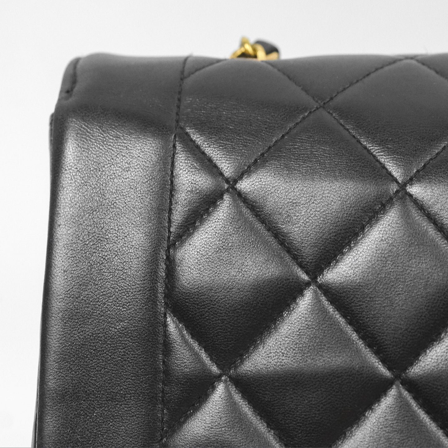 Chanel Vintage Quilted Medium Classic Diana Flap Bag Black Lambskin 24K Gold Hardware