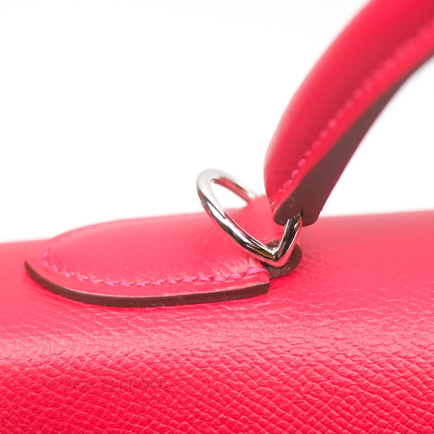 Hermès Kelly 32 Sellier Rouge Casaque Q5 Epsom Palladium Hardware