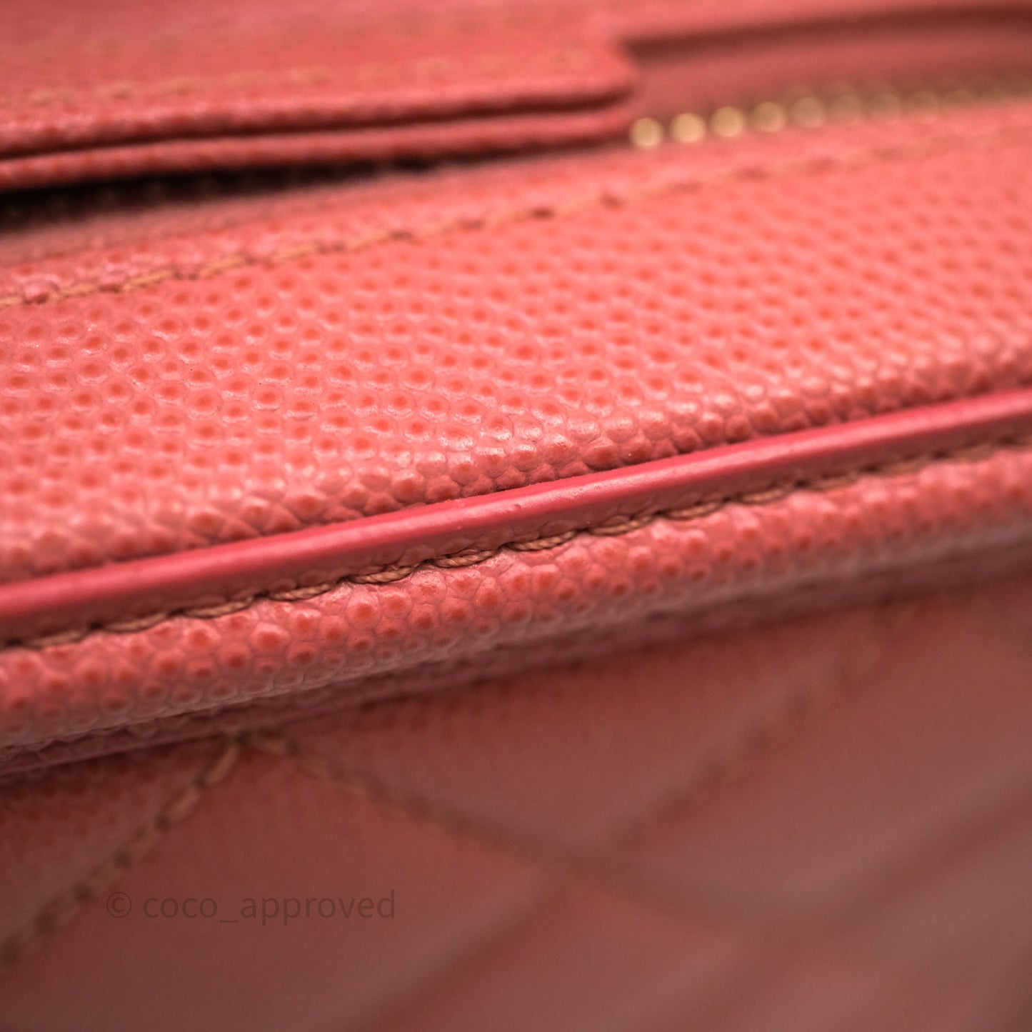 Chanel Medium CC Filigree Vanity Case Quilted Pink Caviar Aged Gold Hardware
